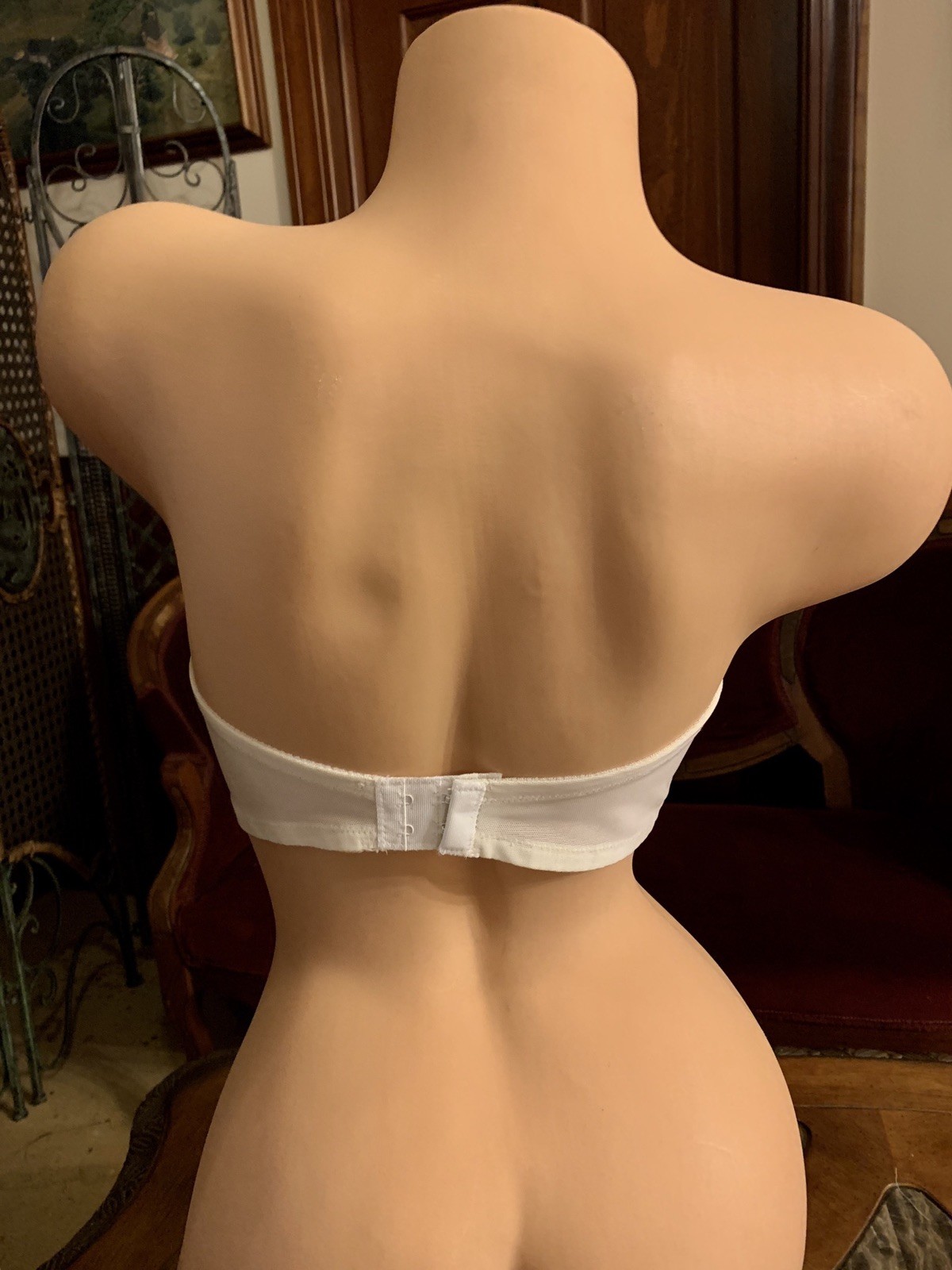 Vintage Strapless Bra White Underwire Seamless Nylon Lycra Spandex 1970s NEW 38B