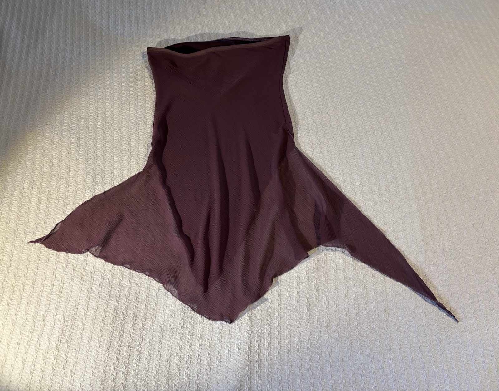 Vintage 90s Y2K Sheer Chiffon Strapless Top Asymmetric Bandeau Fairy Boho Goth S