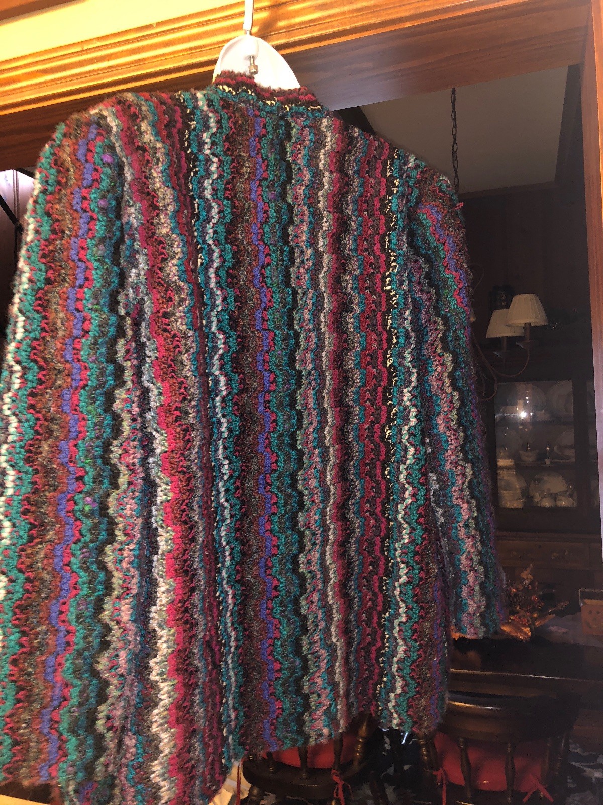 Graff California Wear Vintage Coat Of Many Colors Multicolor Yarn Knit Jacket 14
