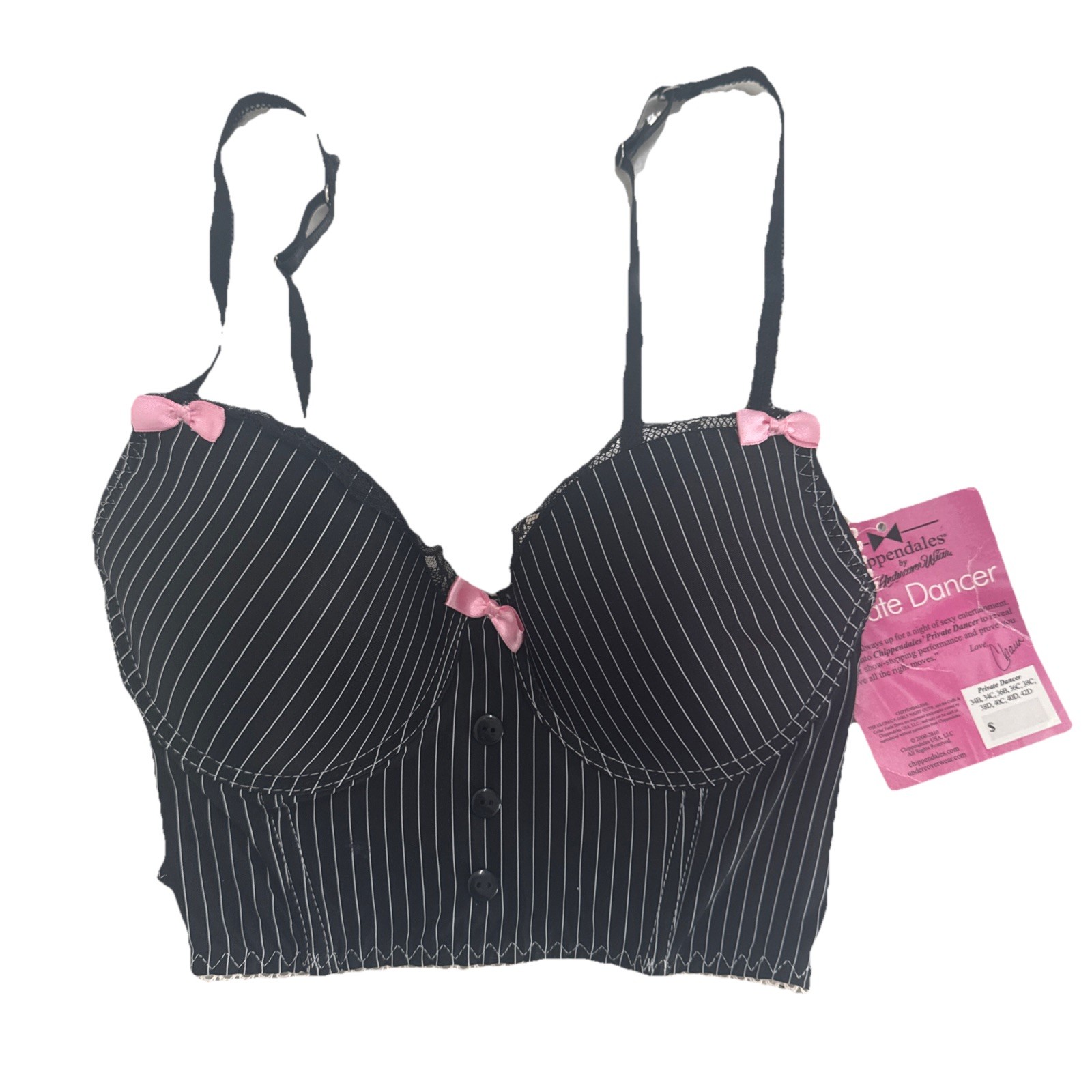 Vintage CHIPPENDALES Undercover Wear Black Bra With Bow Tie New With Label