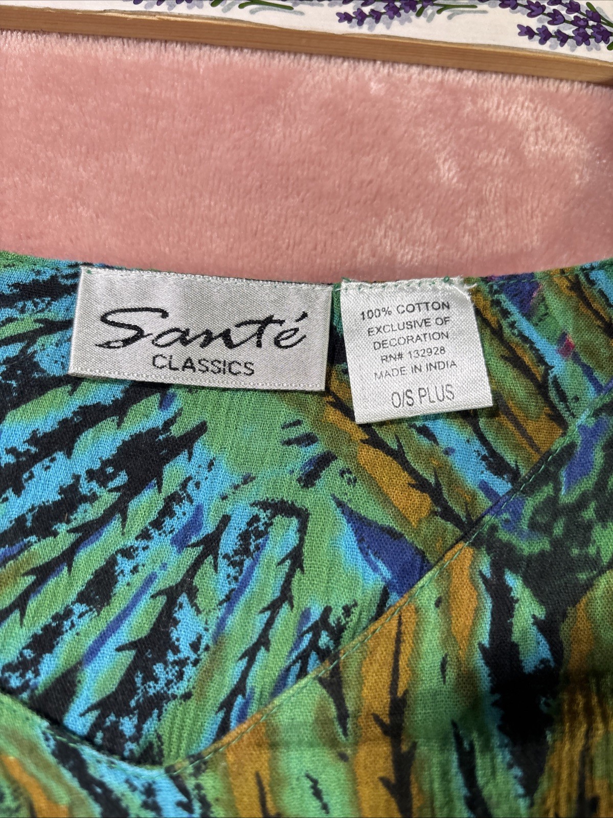 Sante Classics One Size Boho Grannycore Patio/ House Dress. Pockets. Cotton.