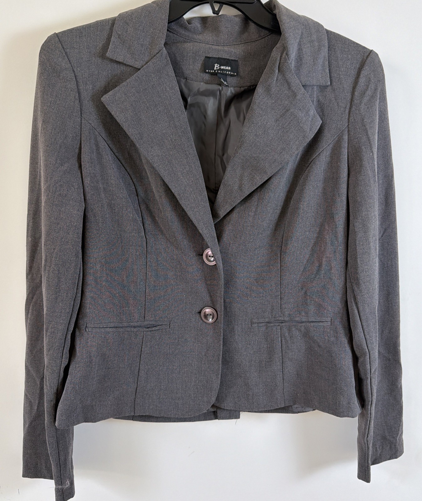 Byer California B.Wear Gray Blazer Jacket Size L 2-Button Lined Vintage Y2K