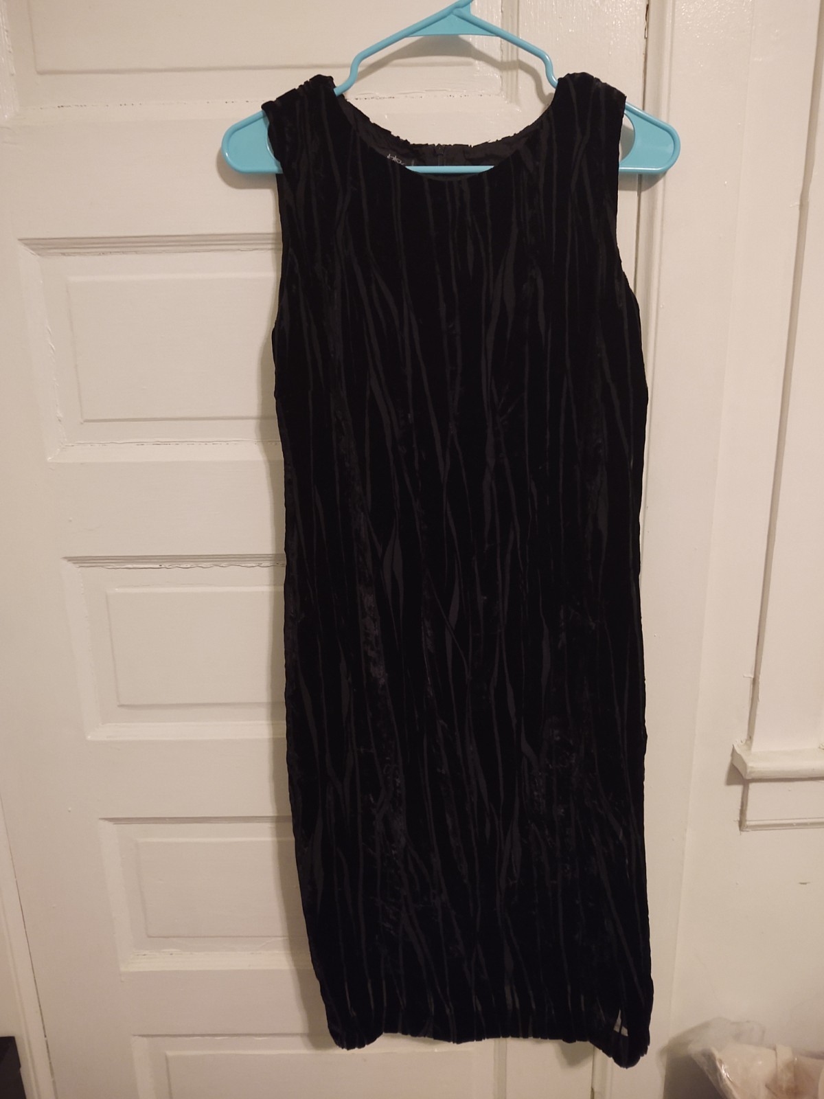 Byblos Vintage Black Velvet Dress Branches Design Sz 44 Made in Italy