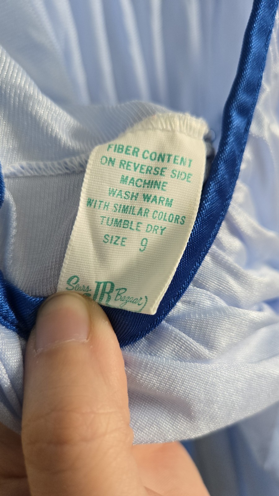 Vintage Sears JR Bazaar Blue Nylon Nightgown Empire Baby Doll Slip Dress Fit S/M