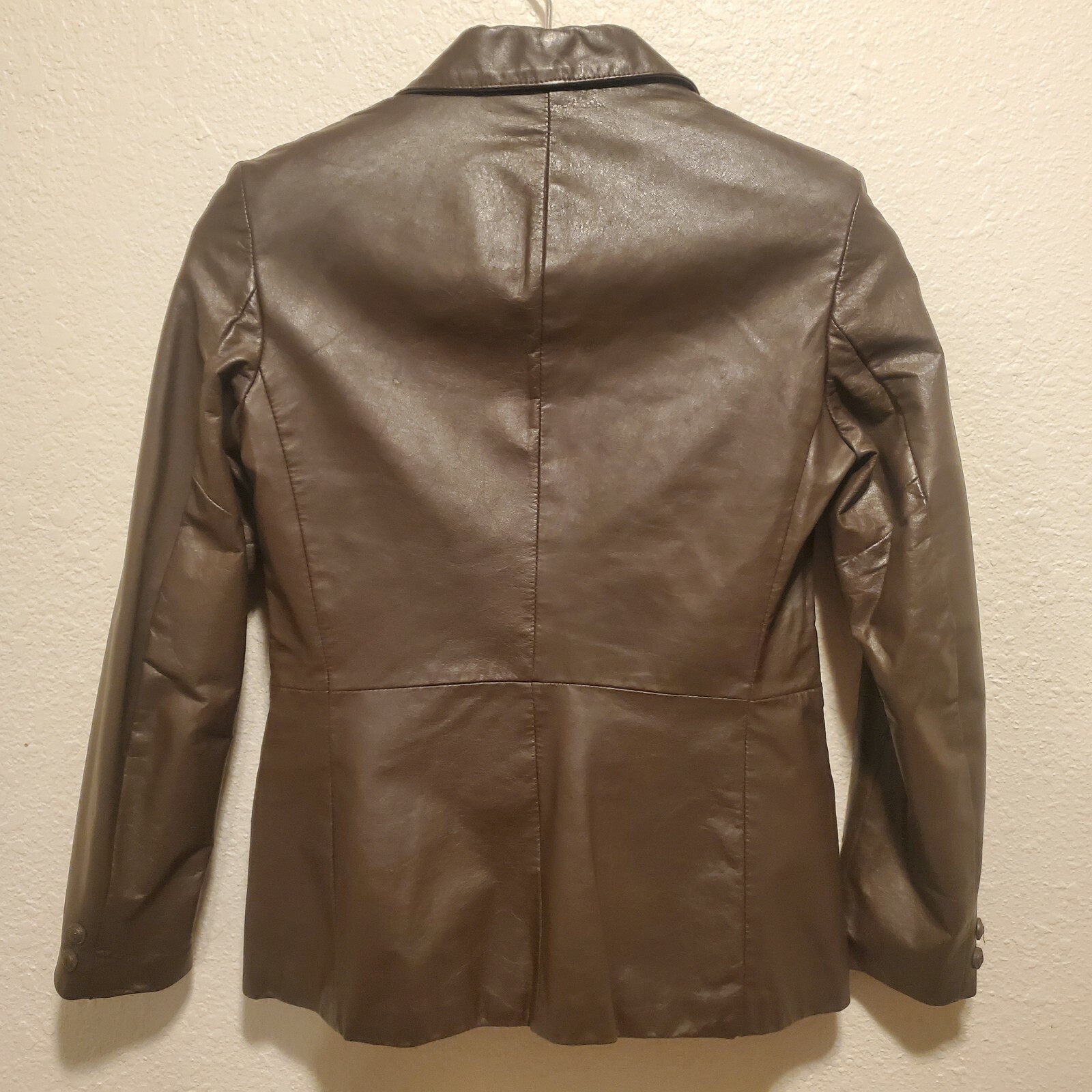 VTG 80s Clipper Mist Brown Genuine Leather Blazer Jacket Womens Size 10 Regular
