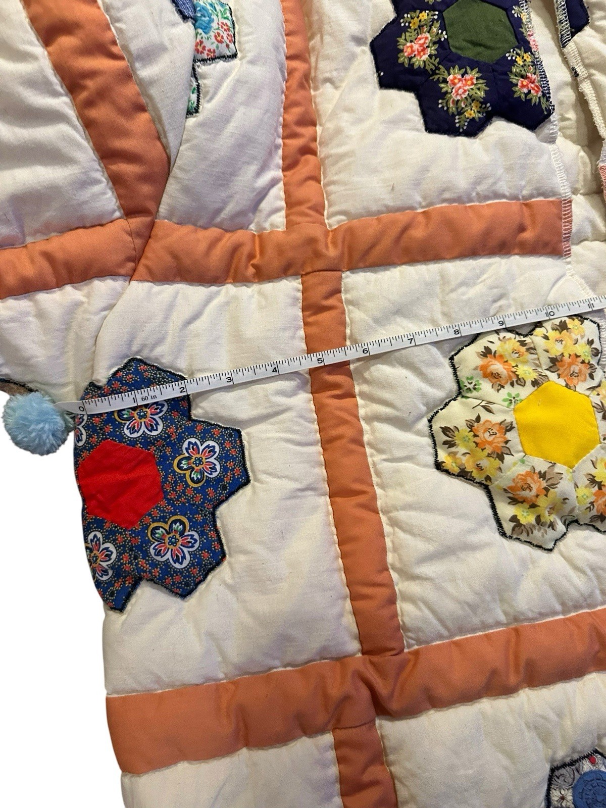 Vintage Flower Garden Handmade Quilt Jacket Coat 1970s Groovy Flower Power