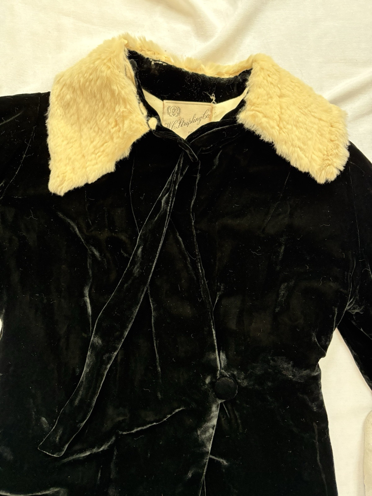 Vtg Fur Collared Black Velvet Duster Robe Old Hollywood Style Glam Size Medium