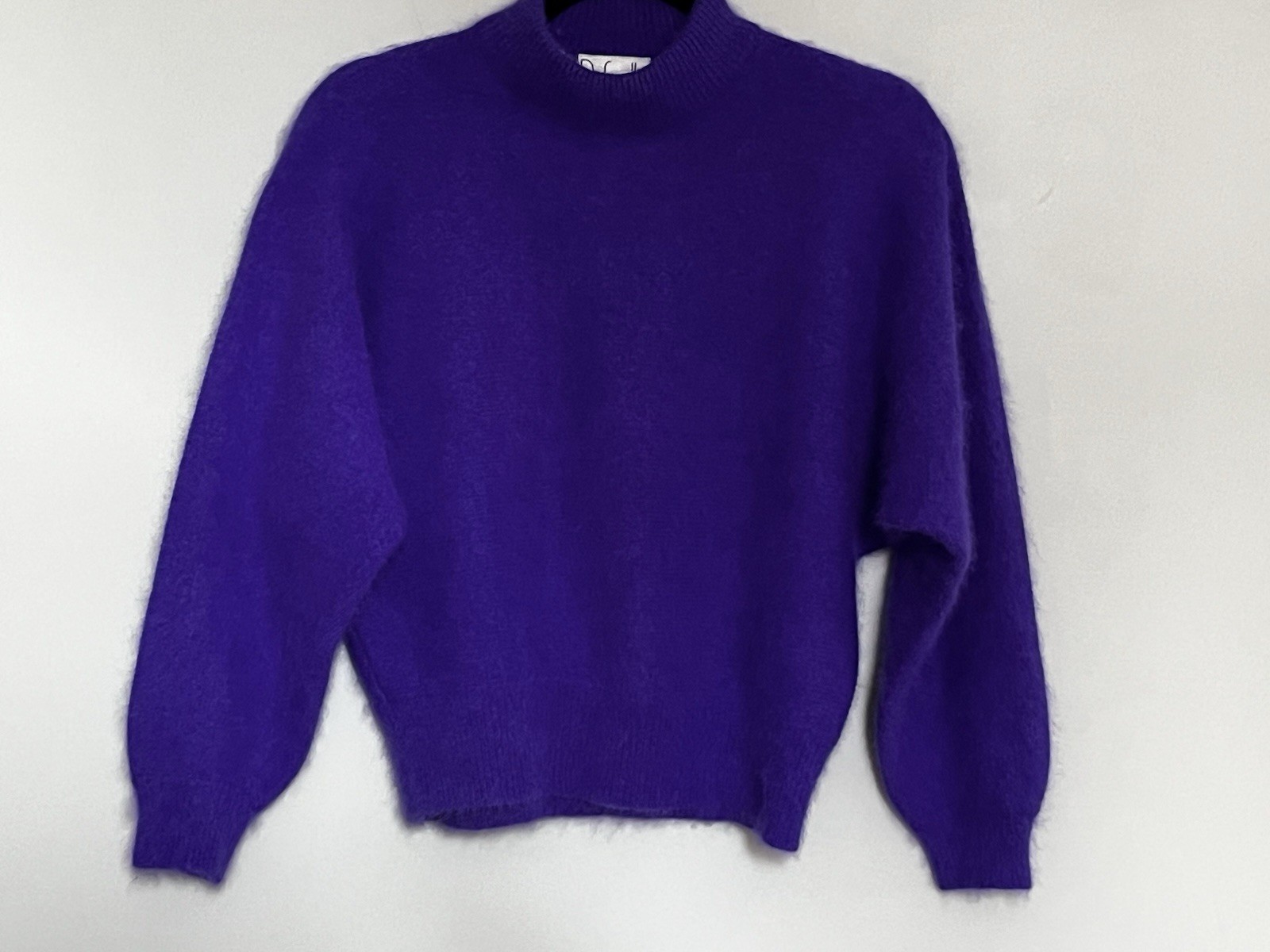 Vintage Rafaella Angora Blend Purple Fuzzy Sweater Cropped Fit Dolman Sleeves M