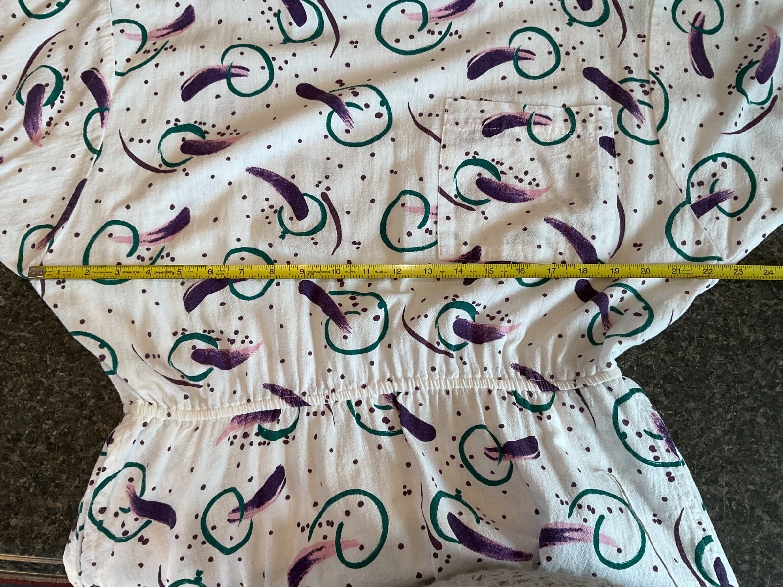 Vtg Womens Dress 90s XL Crinkle Cotton Pullover Elastic Jazz Dixie Cup Summer