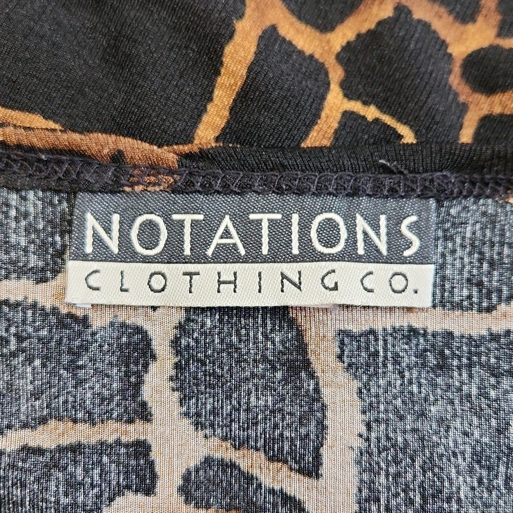 Vintage Notations Black and Brown Giraffe Print 2 In 1 Blouse Size Med Animal