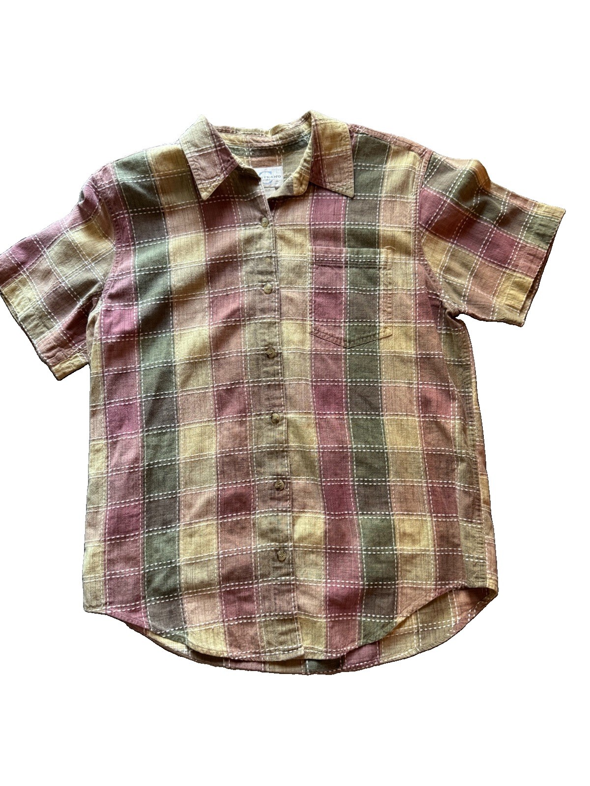 Vintage Capistrano Sport Shirt Sz 14 Plaid Earth Tone Button Front