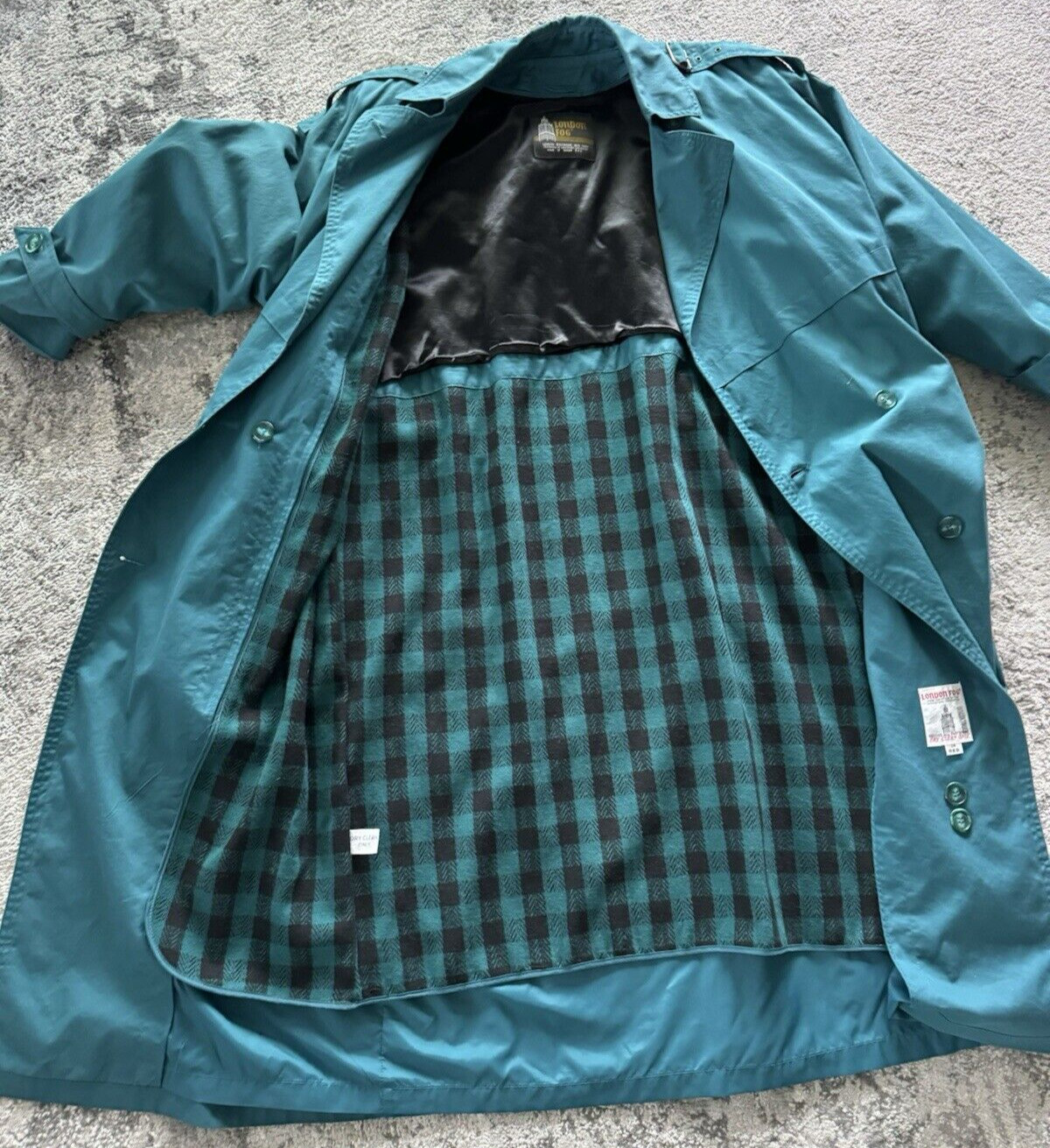 VTG London Fog All-Weather Trench Coat Women&rsquo;s Sz 14 Classic Teal w/Wool Lining