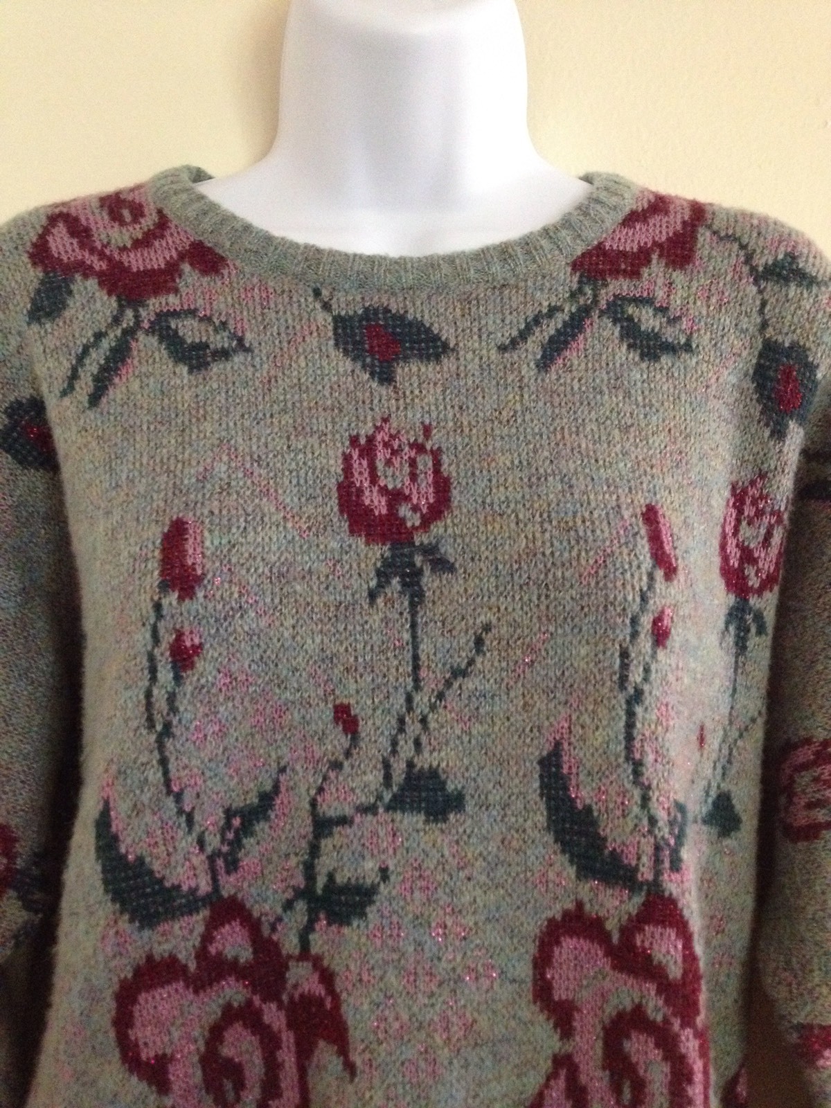 Gehring Rose Mohair Sweater Jumper EU 36 US 4 Made in West Germany Gray Blue