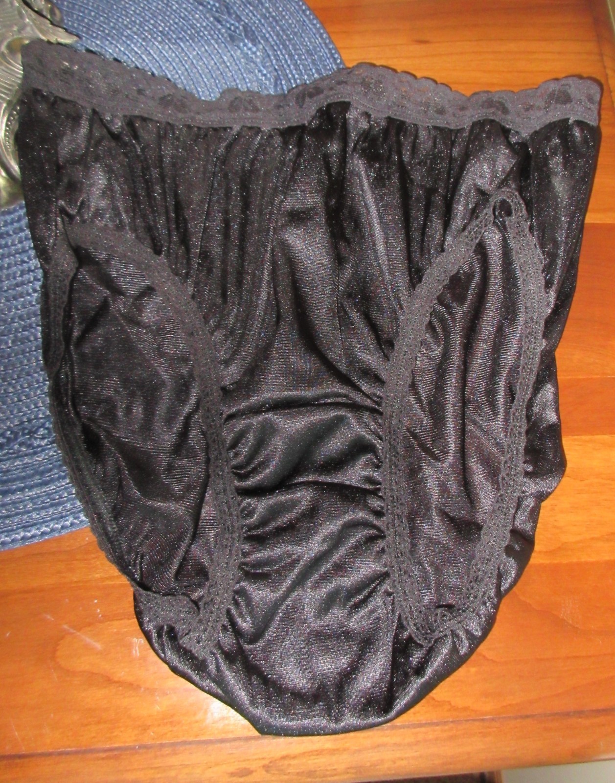 unworn vtg UNDERSCORE lace waist BLACK MEGA HI LEG SISSY sheer panties 6/M