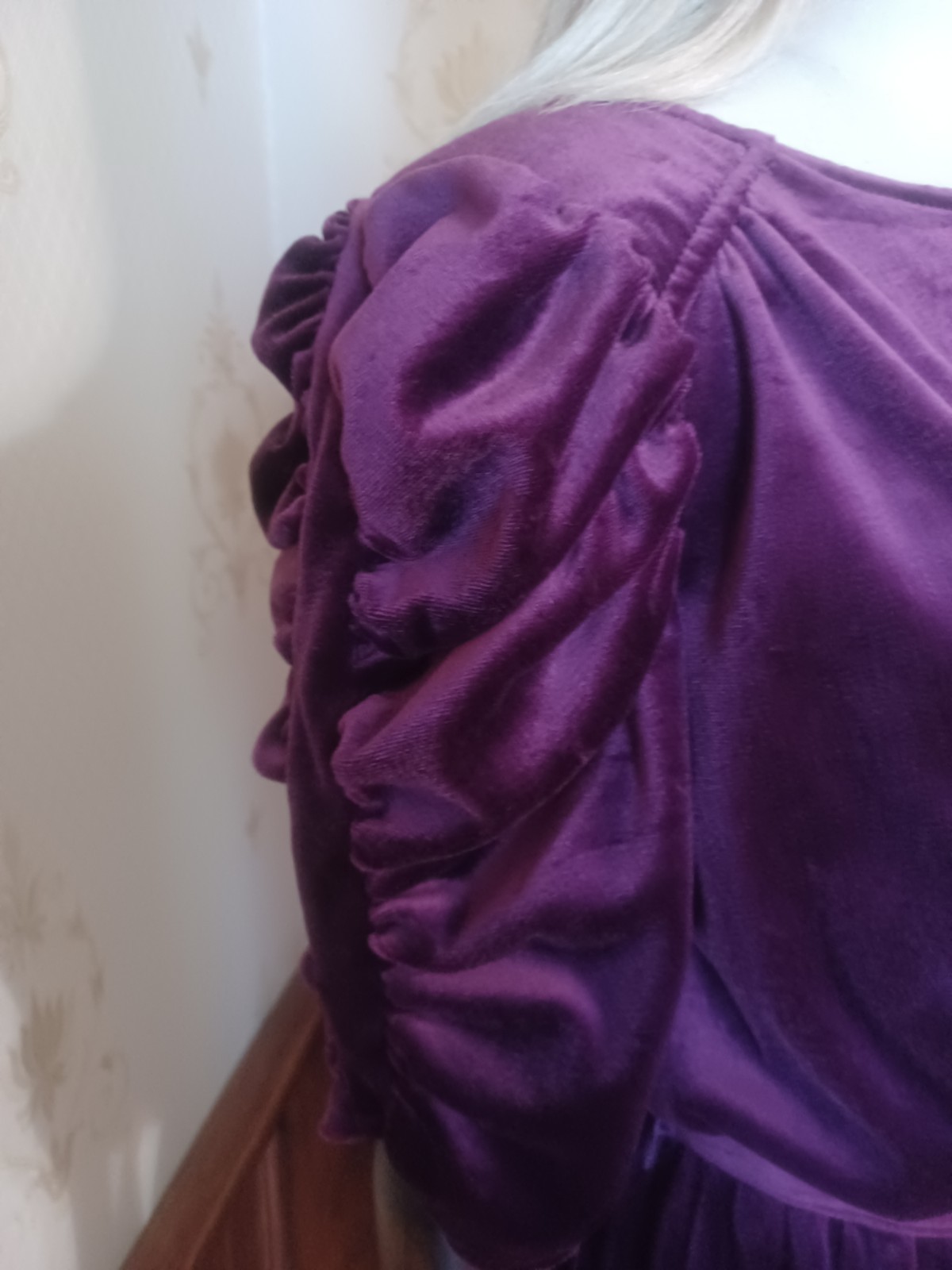 Vintage 1970s J.M. II Purple Velour Witchy Whimsigoth Victorian Revival Dress