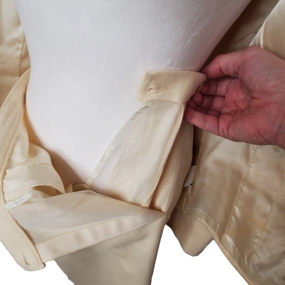Vintage 90s Pendleton Cream Virgin Wool Skirt Suit Set Blazer Pencil Skirt Sz 12