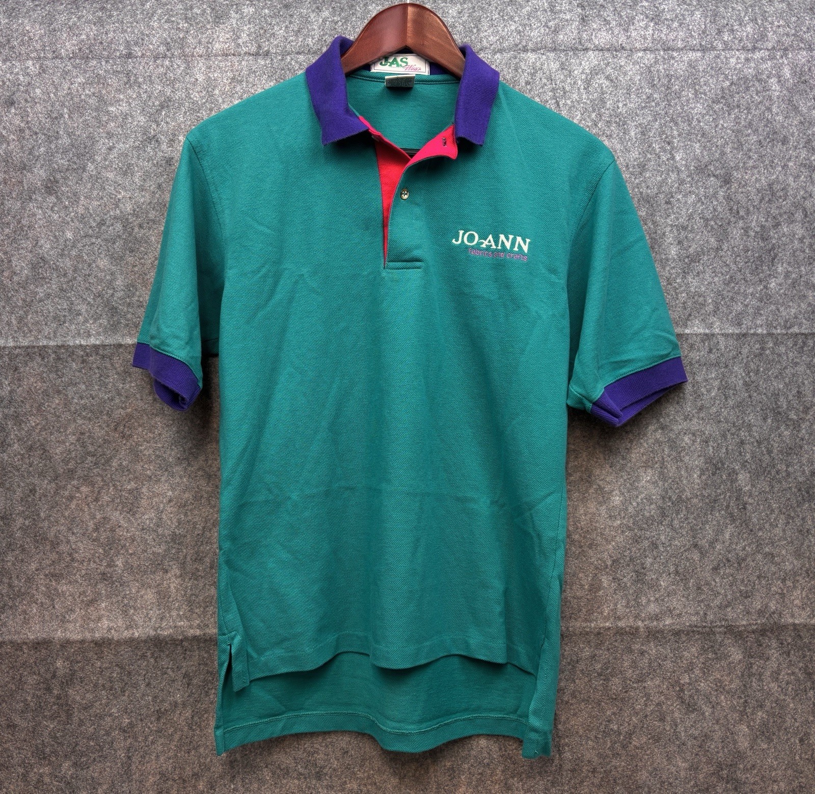 Vintage Joann Fabrics Employee Polo Shirt JAS Wear Women’s Small Cotton Teal Top