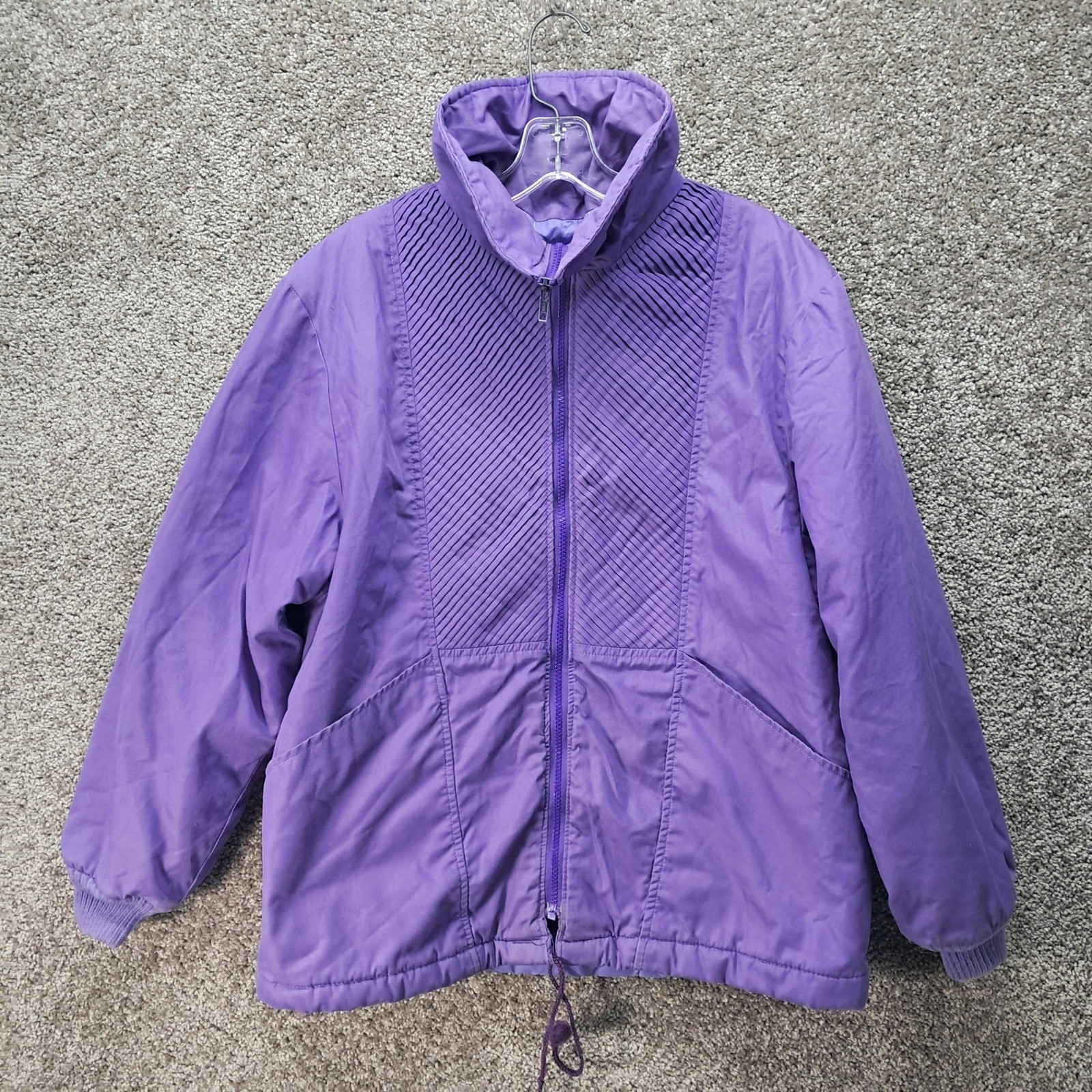 Vintage Weather Tamer Purple Pleated Zip Up Jacket Made in USA Womens 13/14