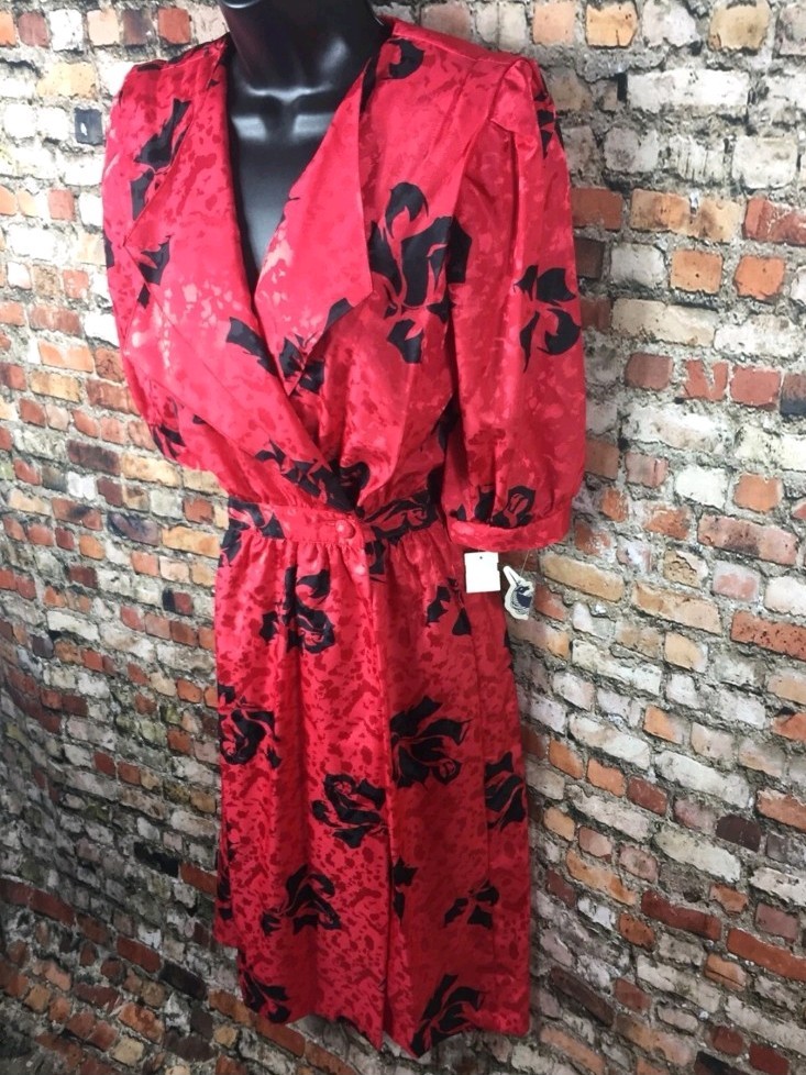 Jonathan Martin Vintage 80s Red Wrap Dress Whimsigoth Alt New Wave