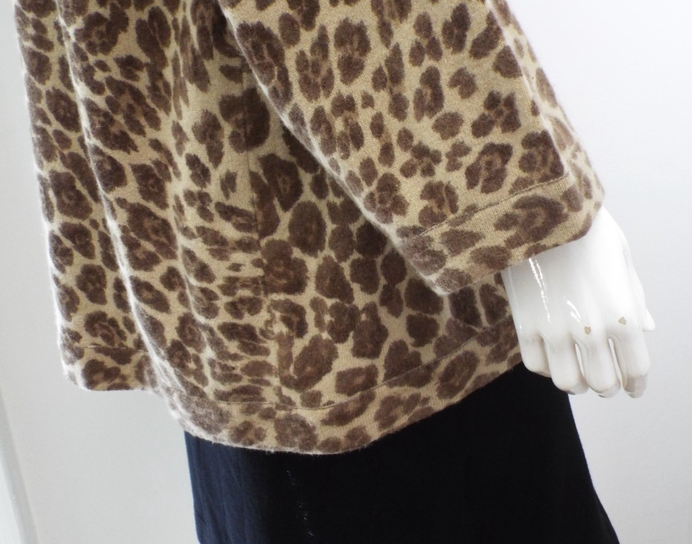 Vintage 1980s KENZO Leopard Lambswool Wrap Sweater LARGE Angora Cardigan Paris