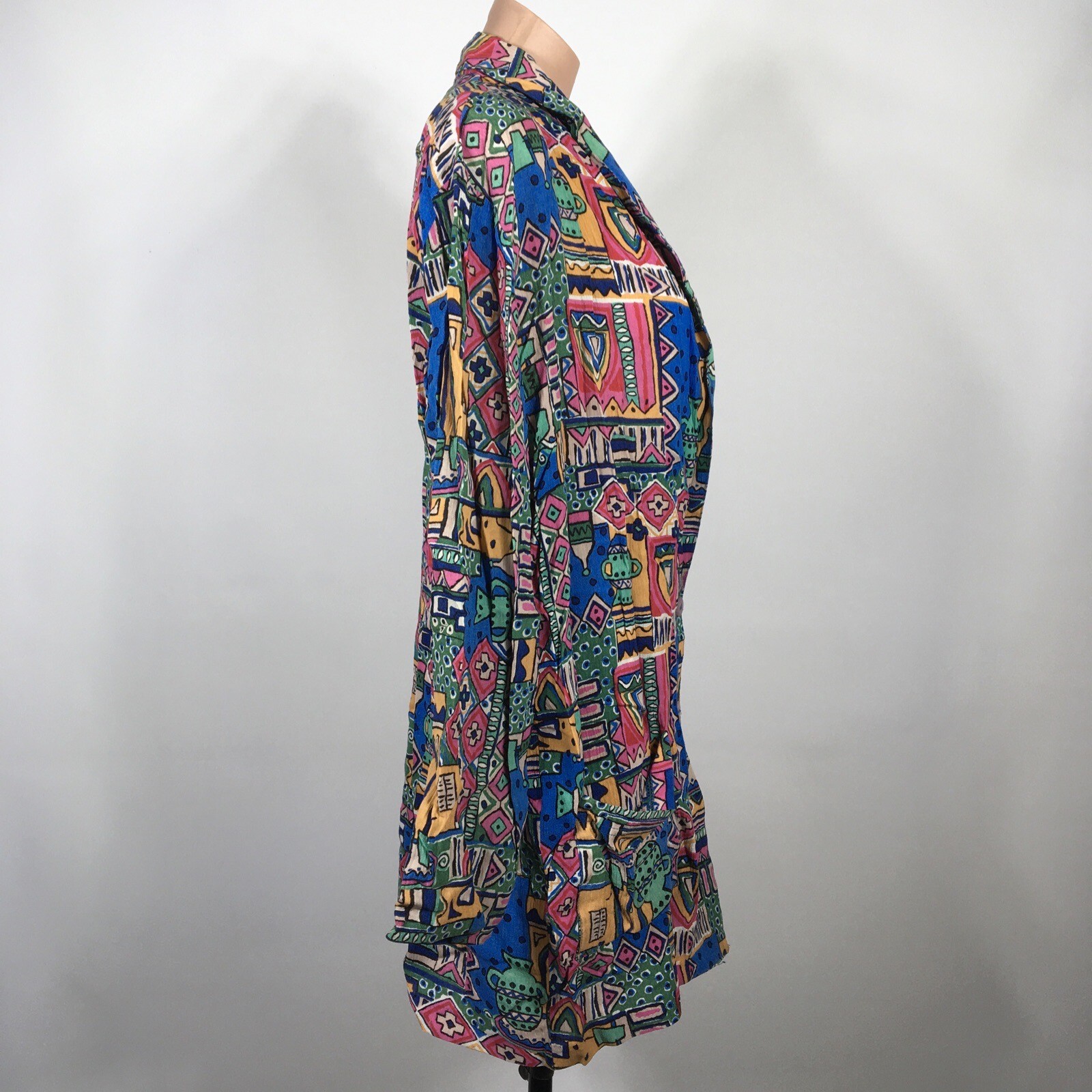 VTG 80S UNITS LIMITED EDITION Geometric Loud Slub Boyfriend Blazer Oversized OS