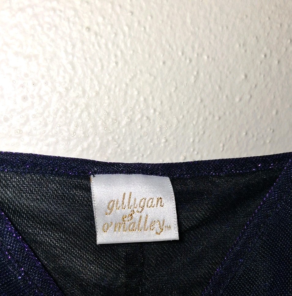 Vintage Gilligan O&rsquo;Malley Purple Sheer Metallic Babydoll Lingerie Size XL