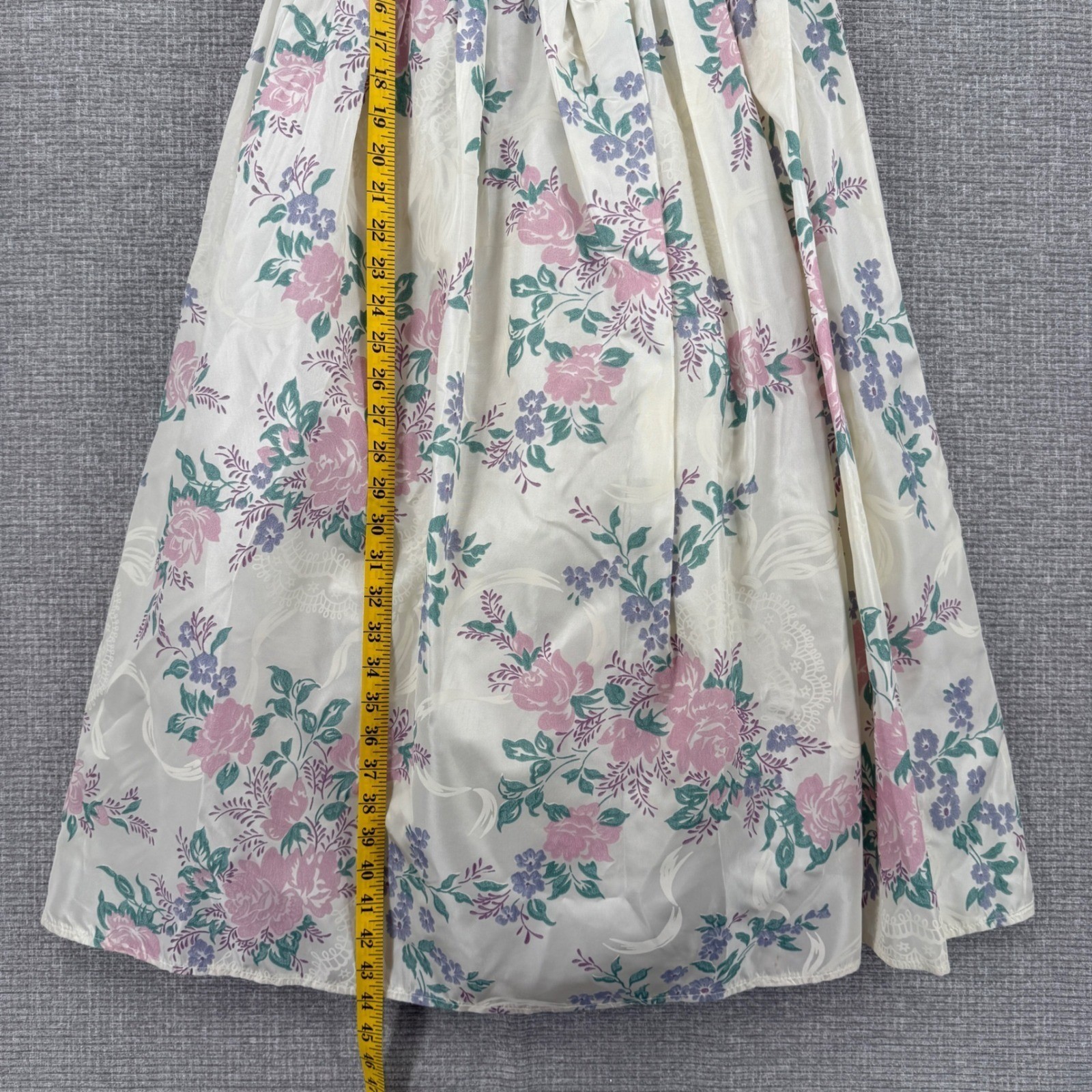 Vtg Scott McClintock Floral Dress Sz 6 Puff Sleeve Lace Cottage Coquette Basque
