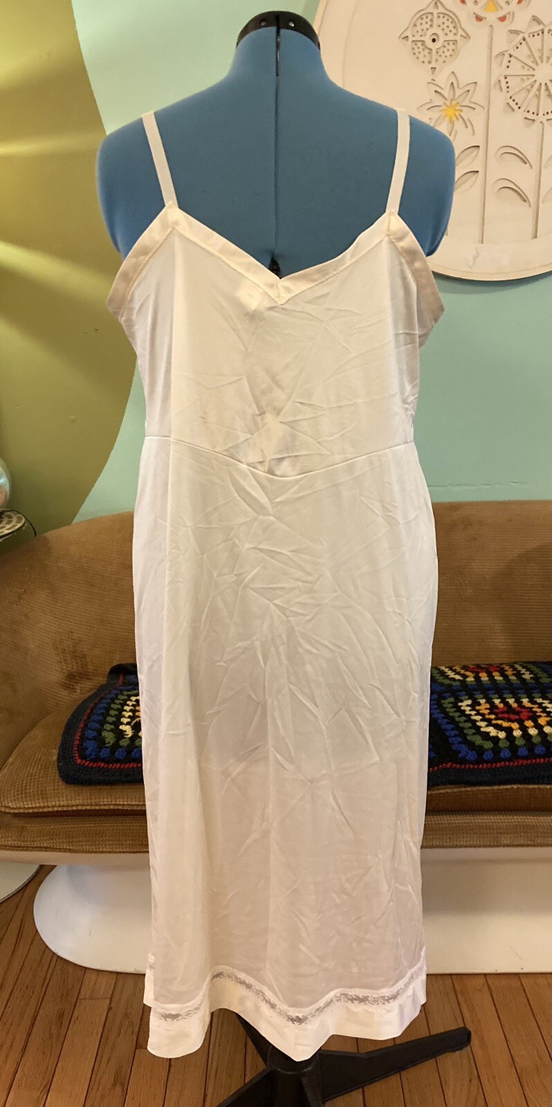 Vintage MCM slinky slip dress nightgown Sz 44 Tall