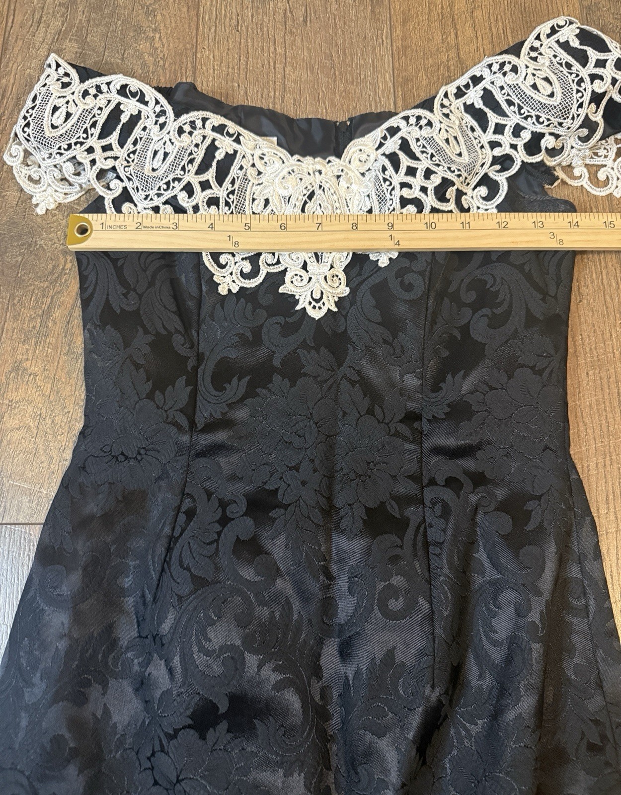 NWT Gunne Sax Dress VTG Black Short Jacquard Flower Lace Cocktail SZ 5/6