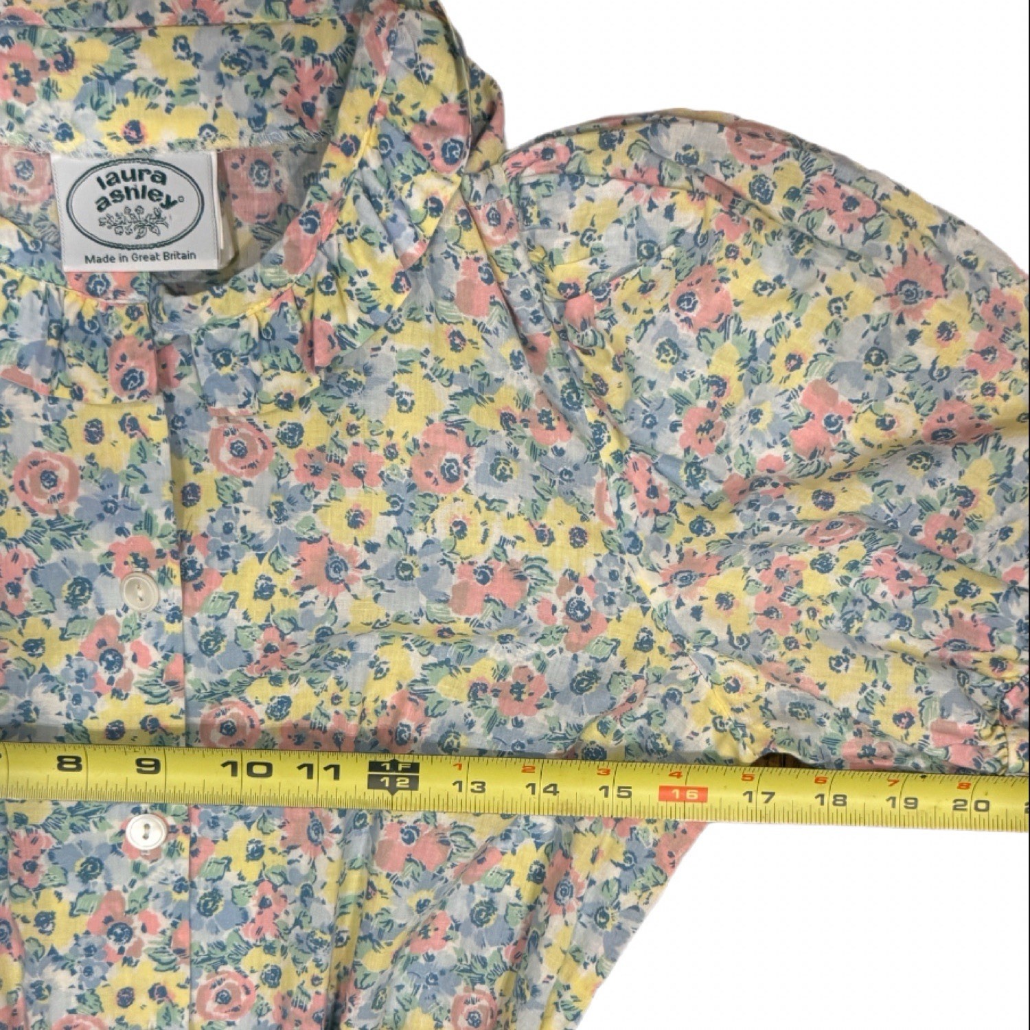 Vintage Laura Ashley Pastel Floral Prairie Dress Tie Waist UK 12/US 10 Modern Sm