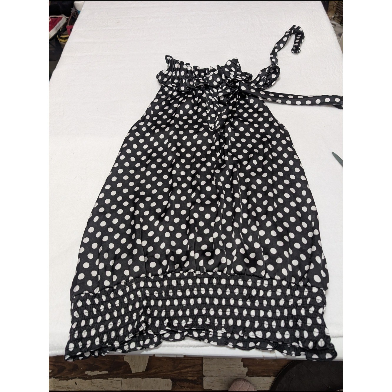 Black and White Polka Dot Halter Camisole Old Money Minimalist Business Casual