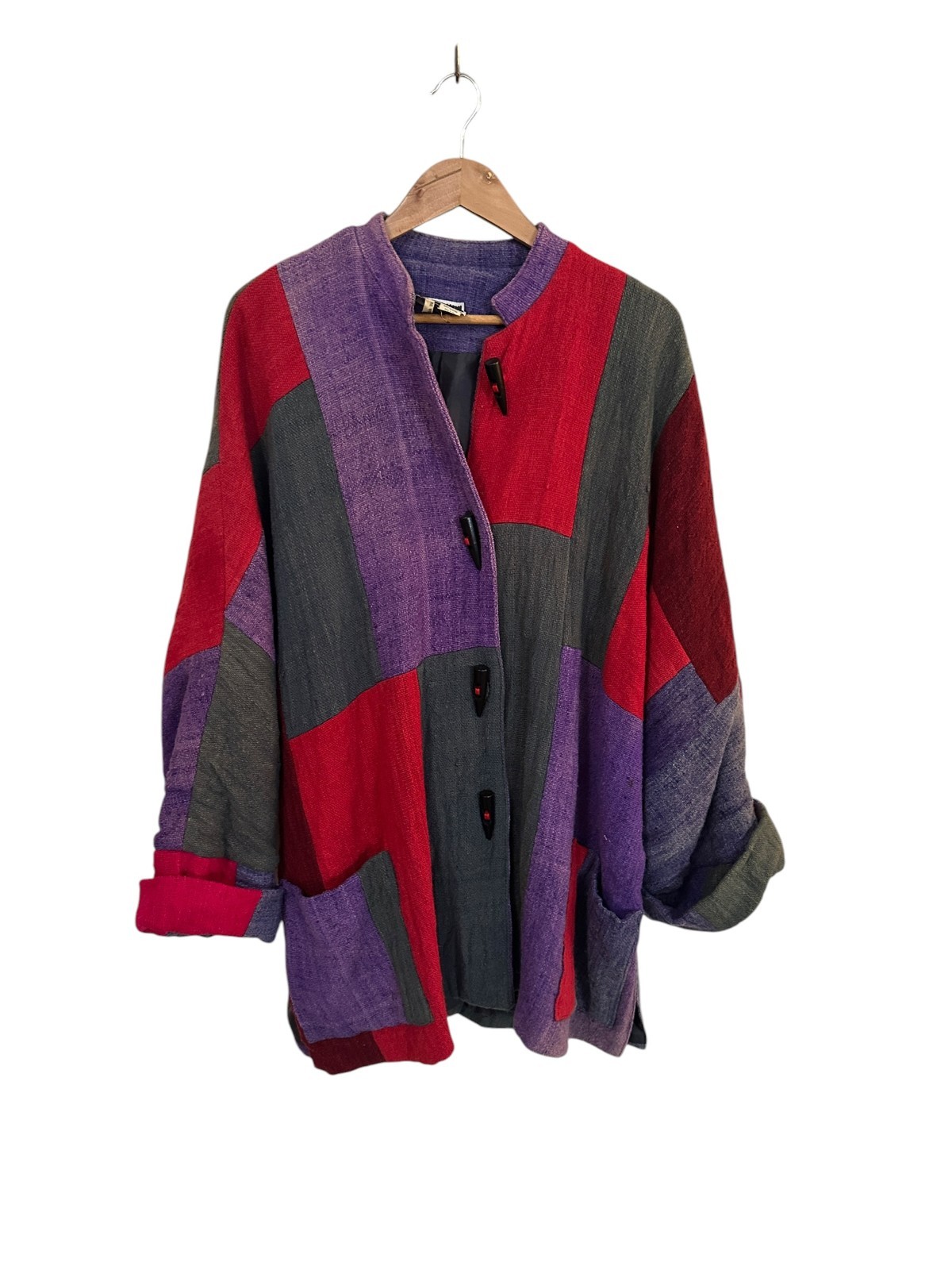 Jenny Kee Flamingo Park Wool Jacket 80s Vintage Oversized Patchwork Australia