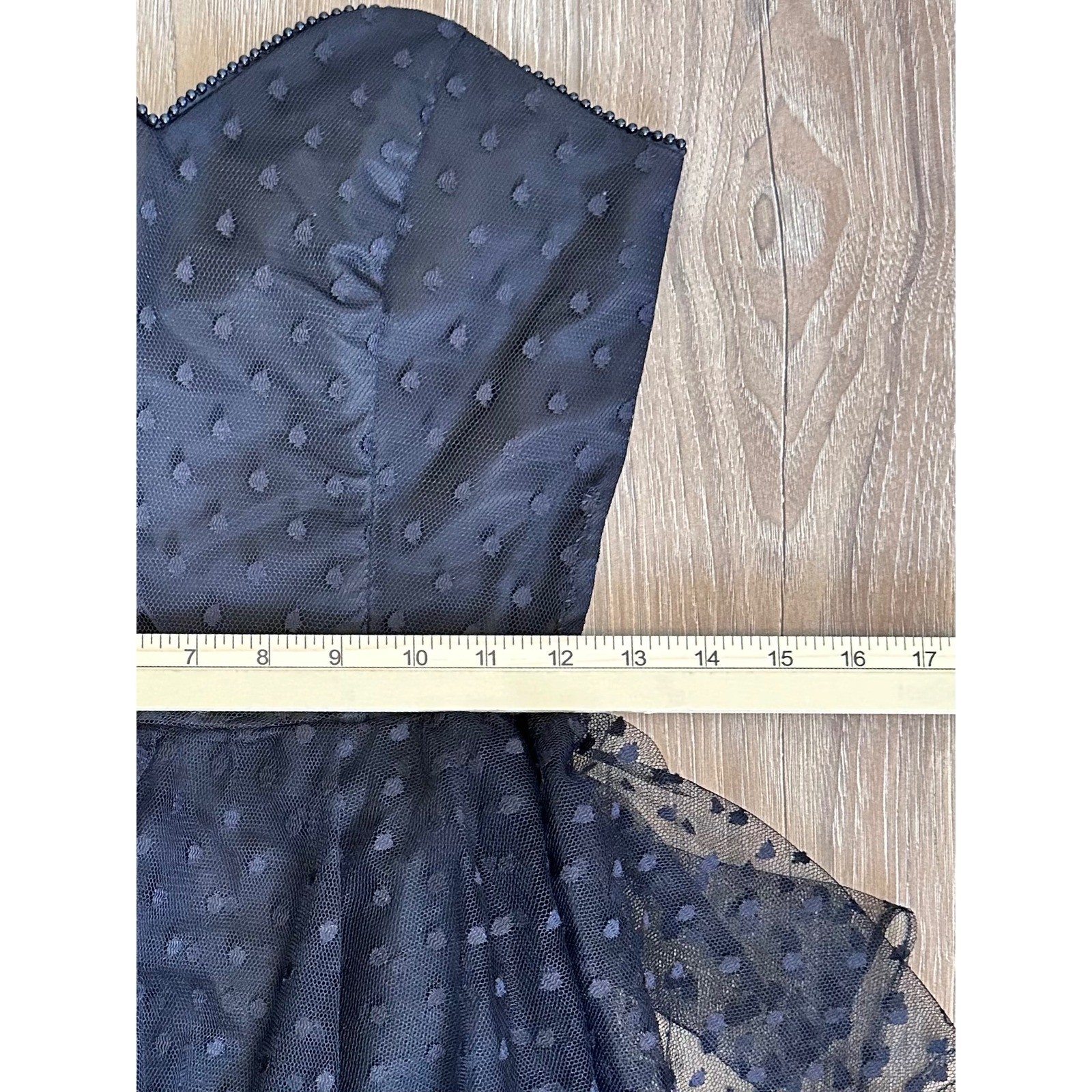 Vintage Jolie Madame Swiss Dot Peplum Strapless Dress Size 7/8 Retro Glam 80&rsquo;s
