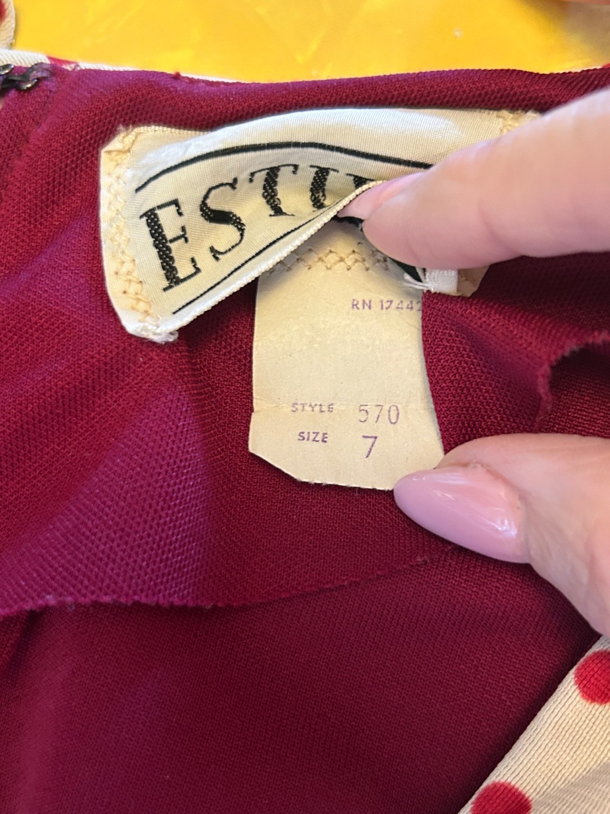 VTG 70s Peter Pan Collar Long Sleeve Maxi Dress Maroon Size 7 Estivo