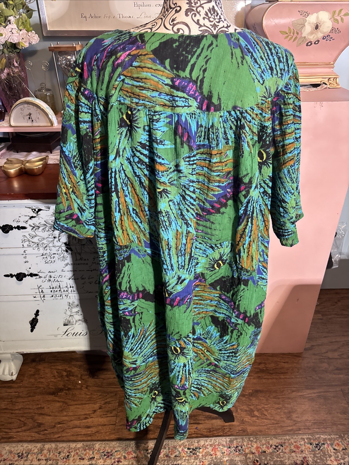 Sante Classics One Size Boho Grannycore Patio/ House Dress. Pockets. Cotton.