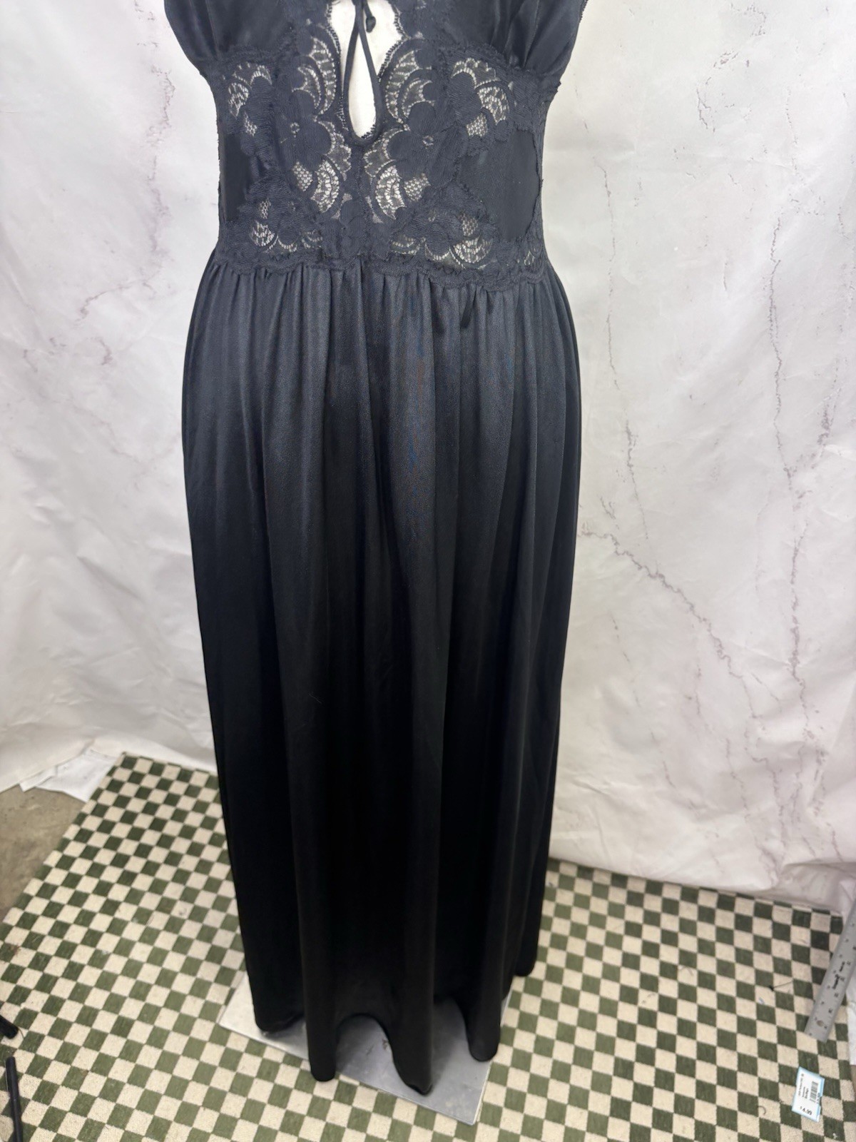 Vtg 70s Lily Of France Full Sweep Slip Dress M Black Old Hollywood Whimsigoth