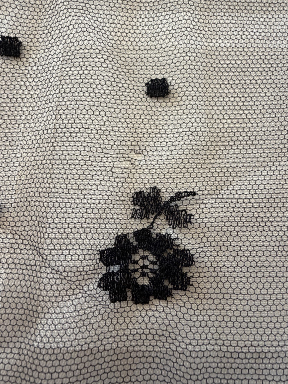Early 1900s Black Embroidered Silk Chantilly Lace Scarf Table Runner Shawl 20×46