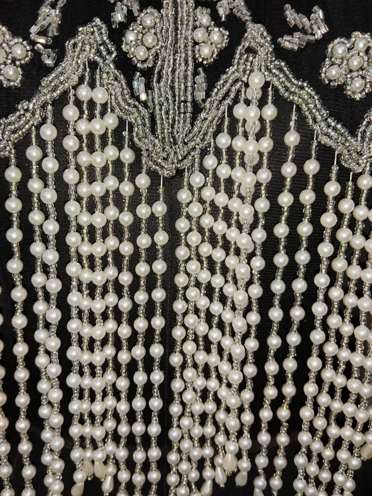 Black Beaded Capelet Bridal VTG Shawl Stole Shrug Fringe Wedding Women