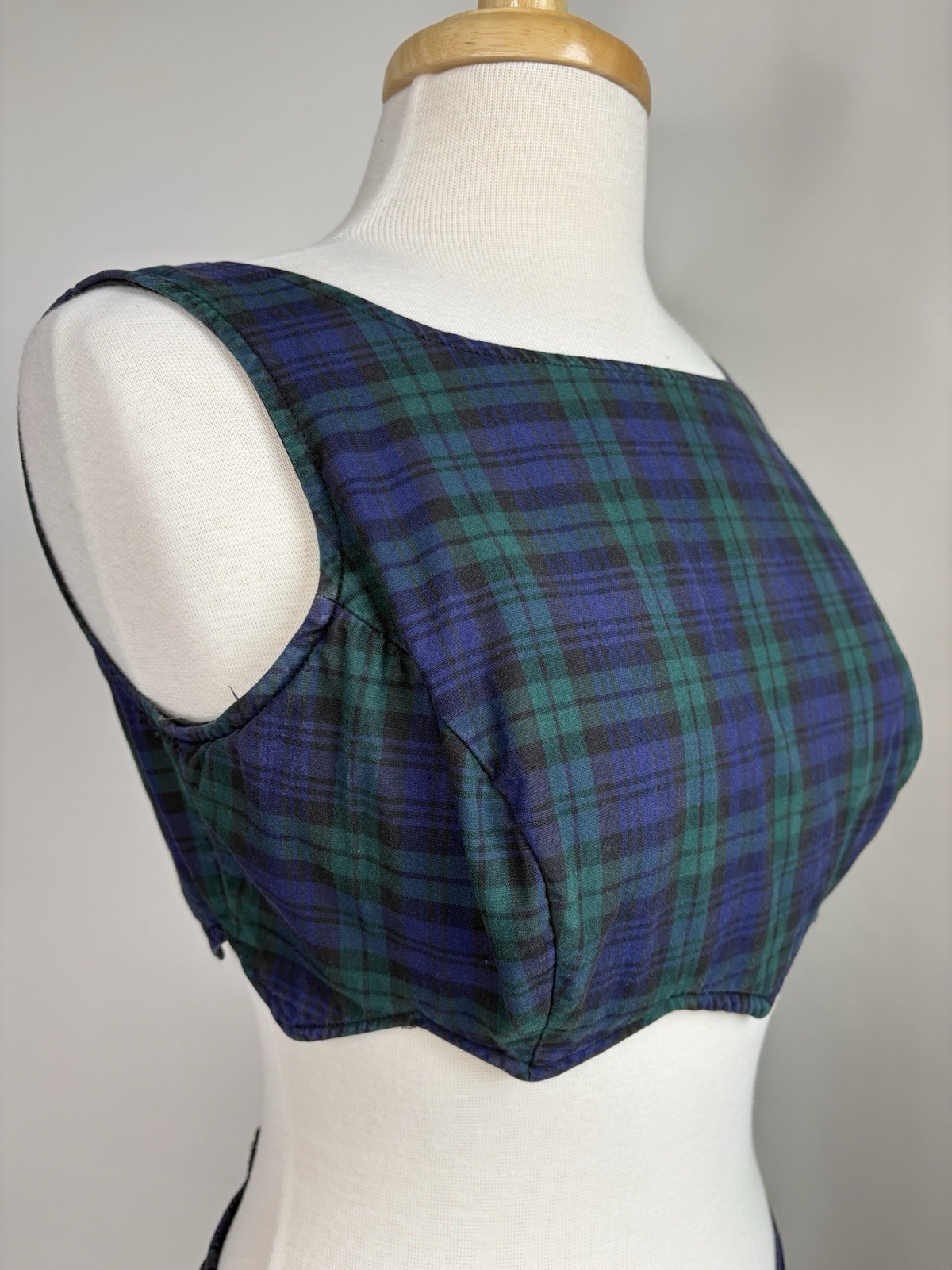 Vintage 1960s Bikini Plaid 2 Piece Swimsuit Sz Small Boy Shorts ILGWU Union Made