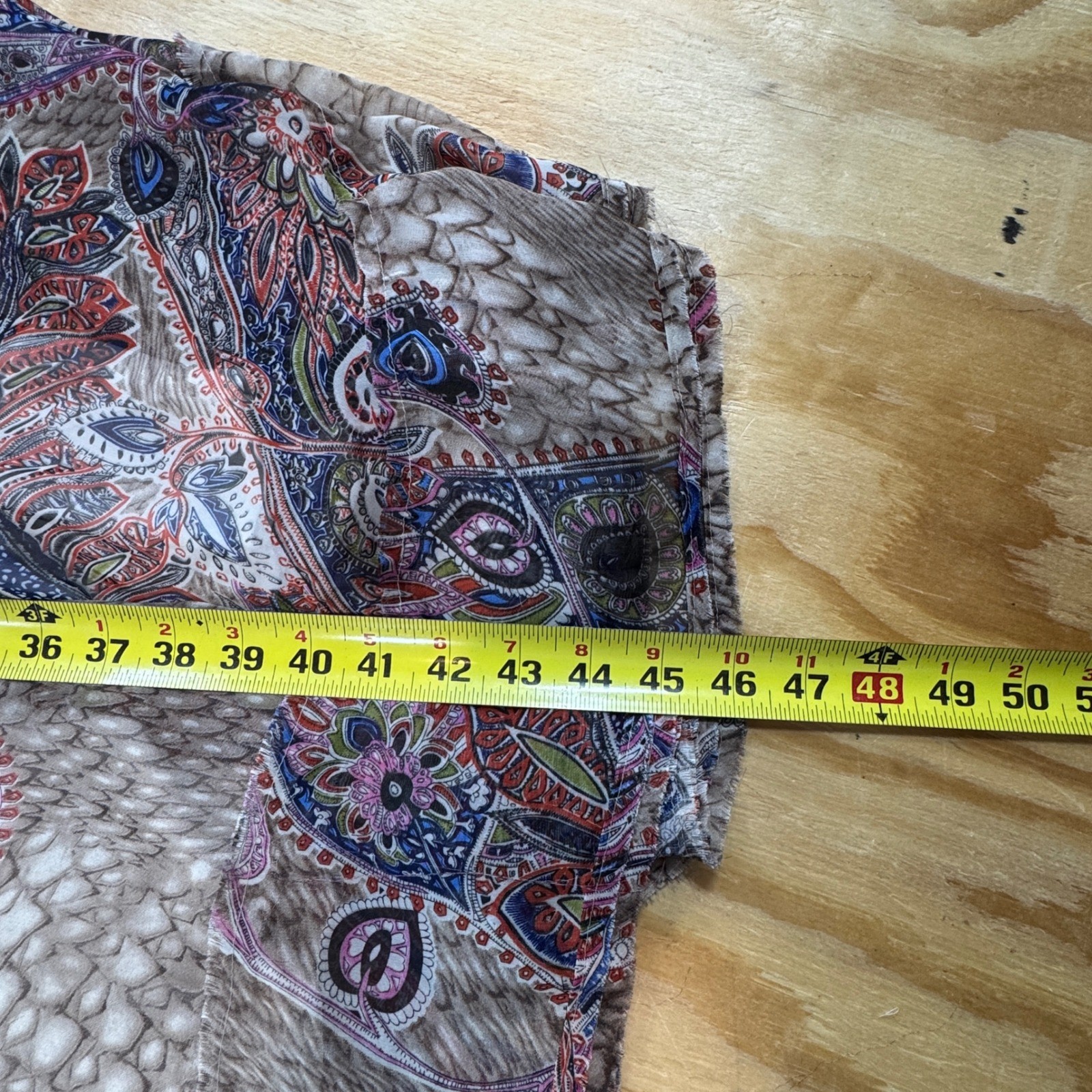Artisan De Luxe Paisley Feather Print V-Neck Midi Dress S Boho Whimsical Cottage