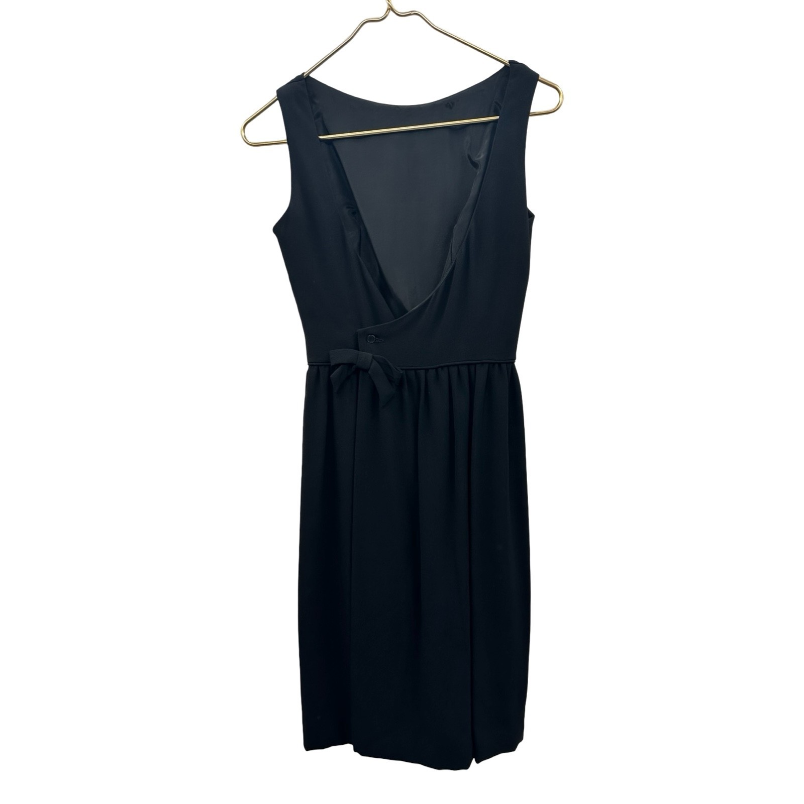 Vintage 1960s Black Fit & Flare Sleeveless Dress ILGWU Union Made Classic Midi