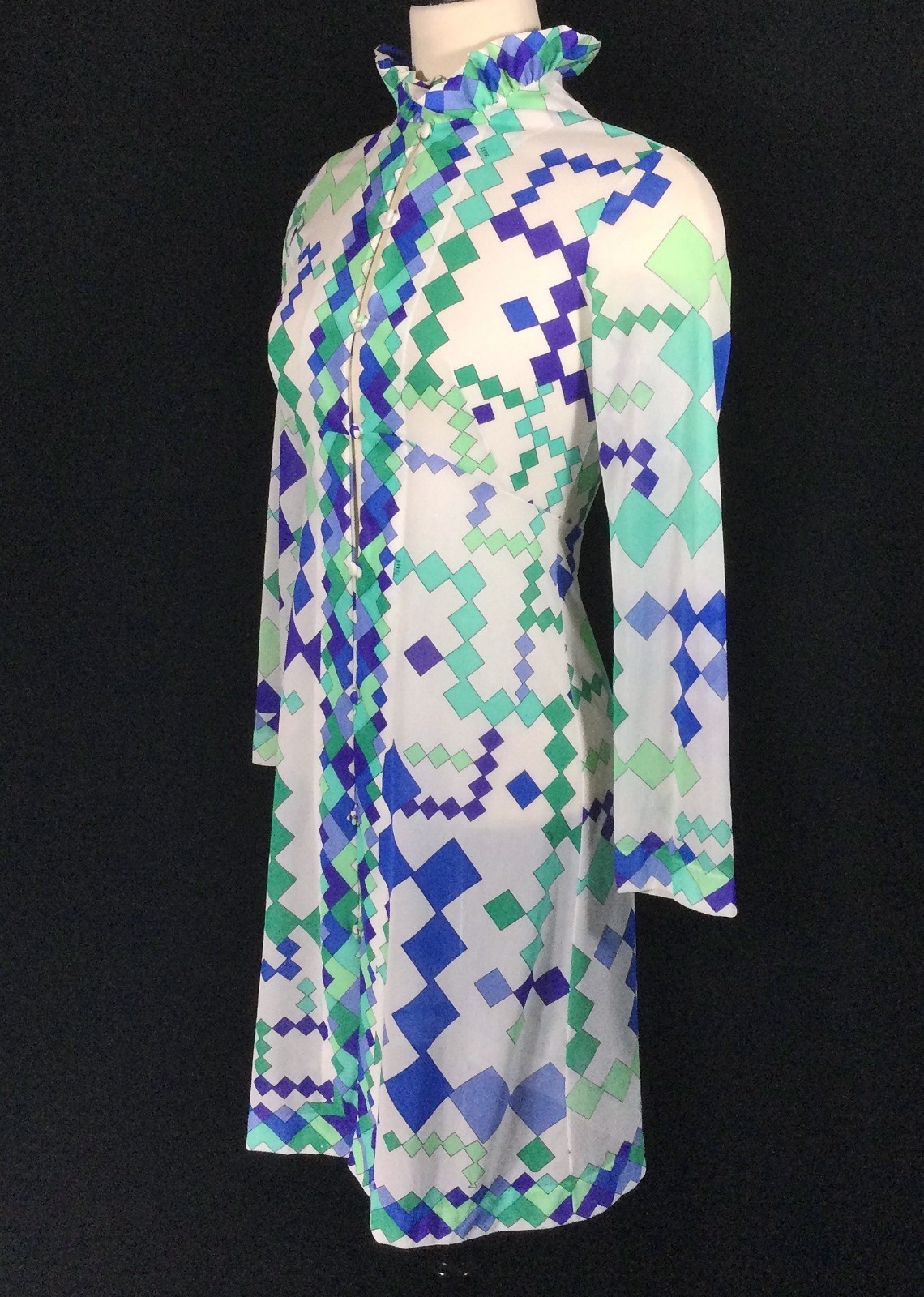 vtg 60S 70S EMILIO PUCCI FORMFIT ROGERS NIGHTGOWN PEIGNOIR DRESS ROBE XS