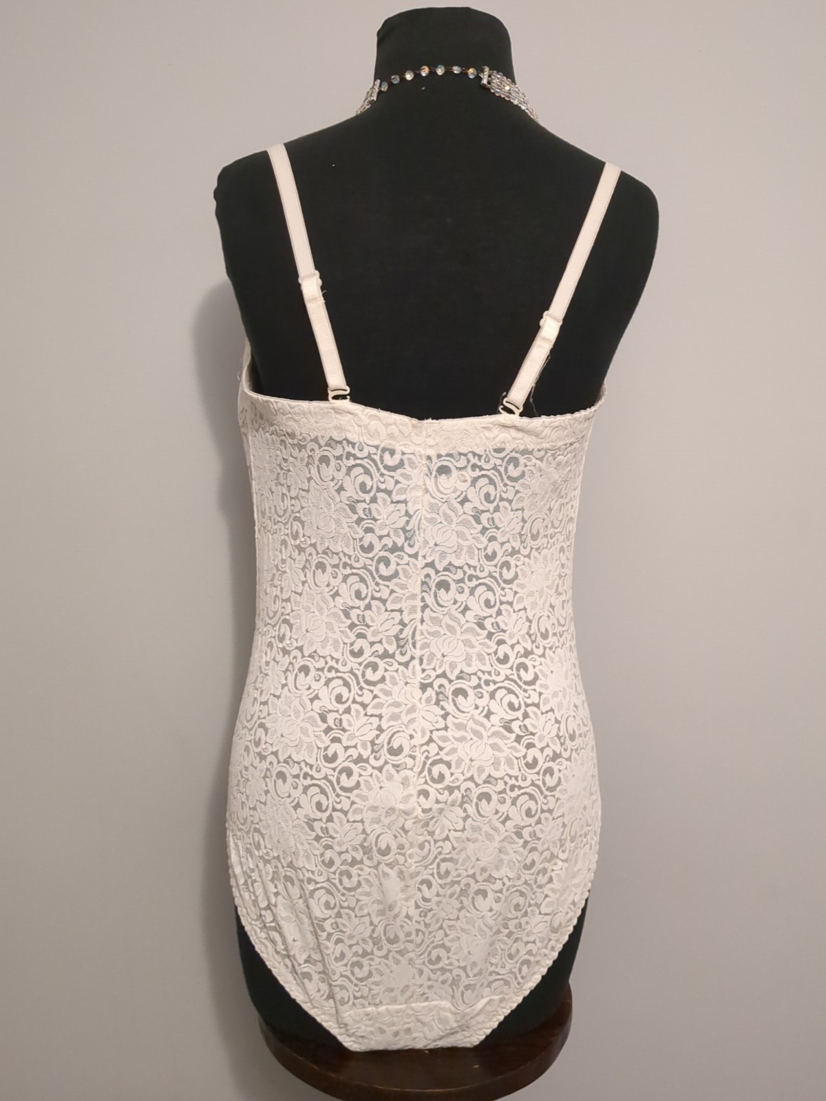 VTG Lace BODYCON BODYSUIT Nylon STRETCH SHAPER Lingerie Convertible 36-38 DDD