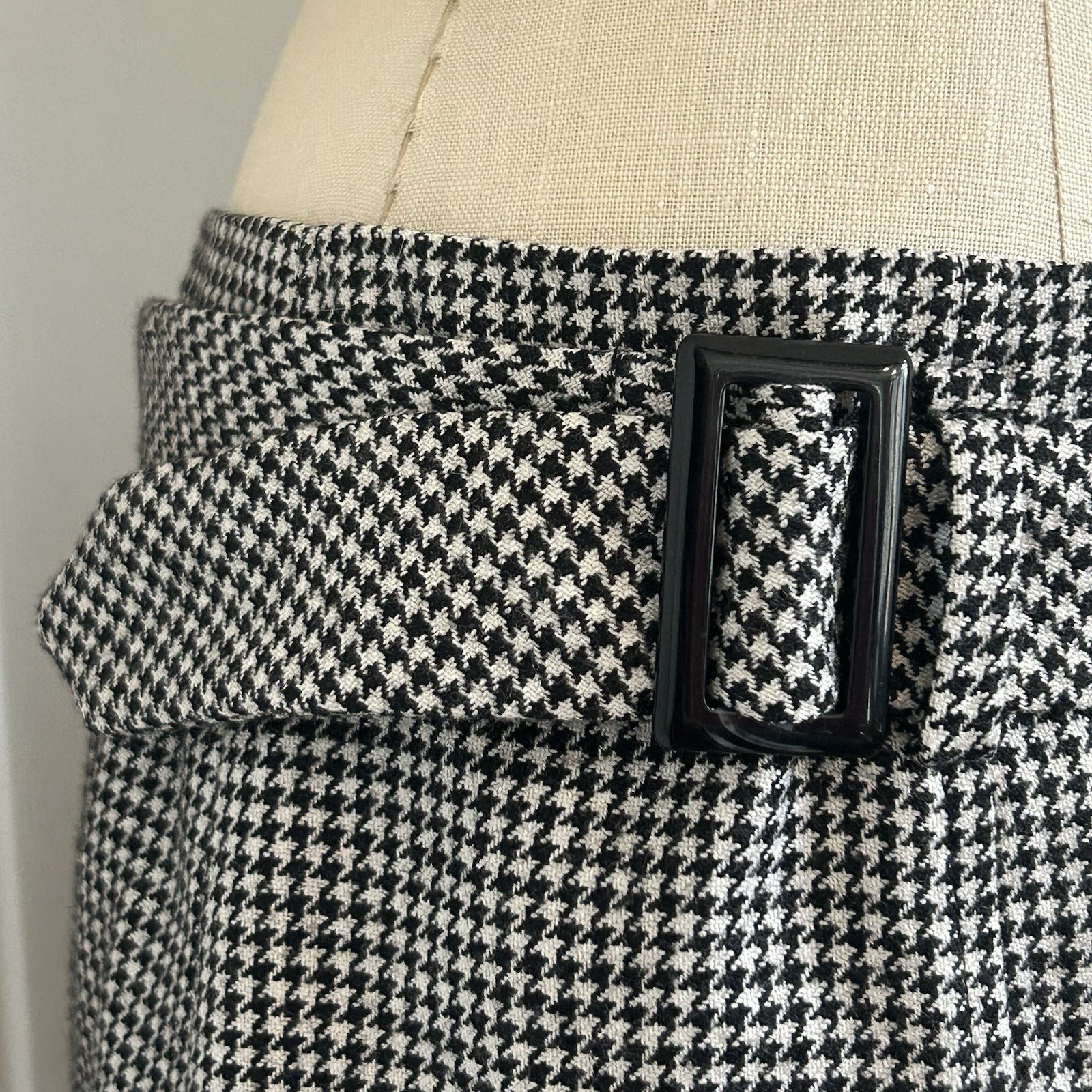 VTG 90s Talbots Houndstooth A-line Skirt 100% Wool Classic Preppy Tailored Sz 8