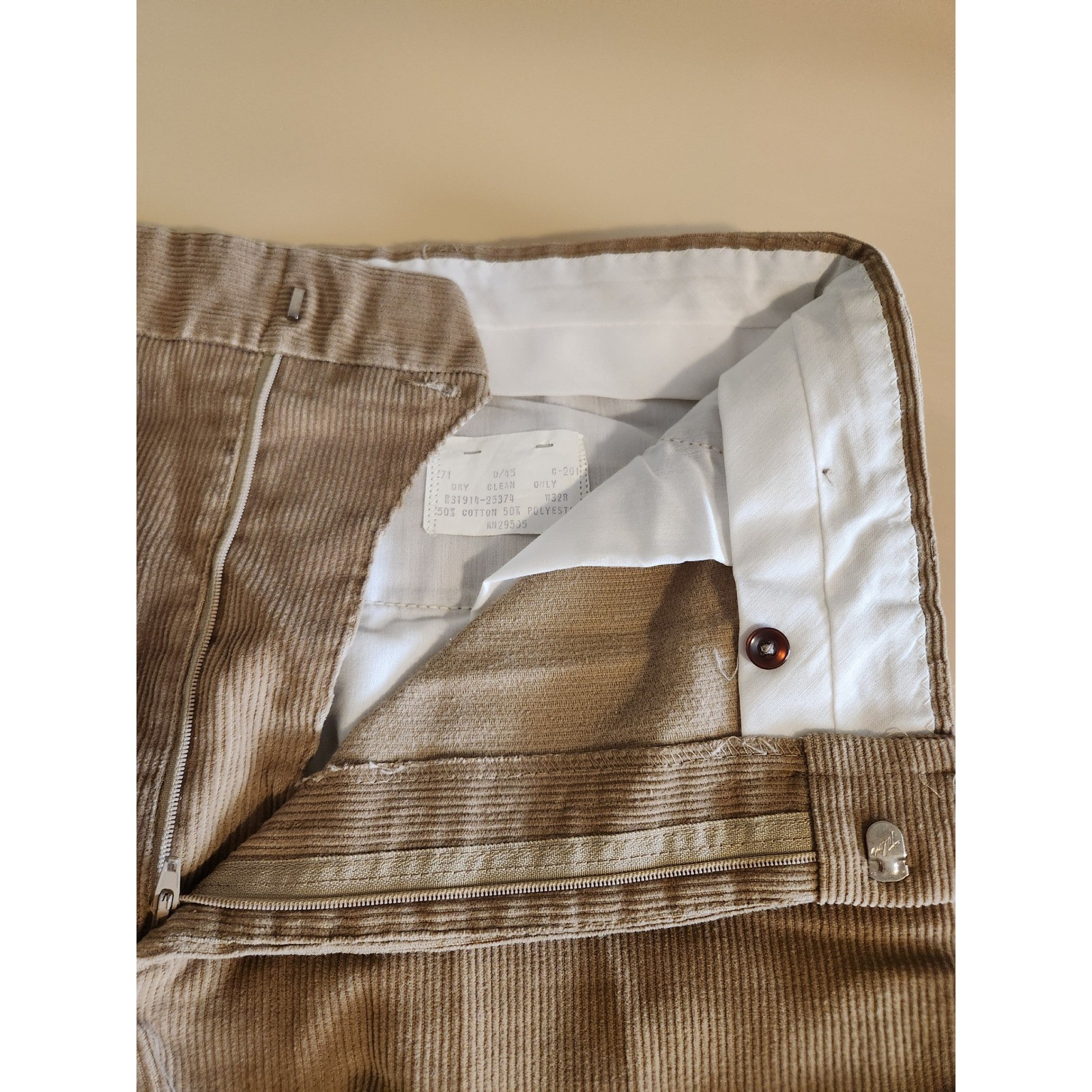 Sears The Corduroy Collection Trousers Women 32 Tan Vintage Wide Leg High Rise