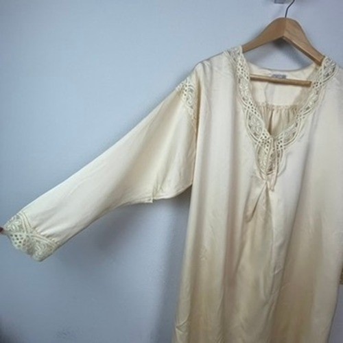 Lily of France Vintage Nightgown Womens M Yellow Satin Lace Grandmacore
