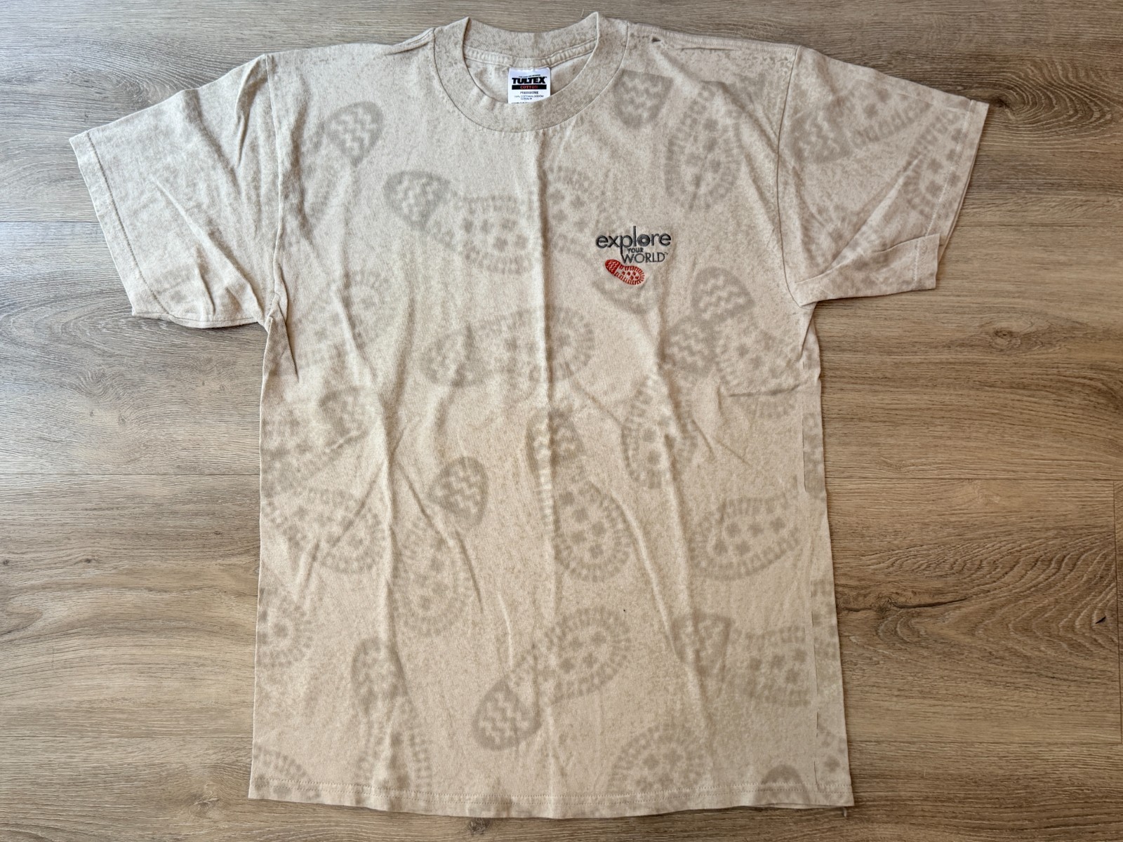 Vintage Explore Your World Hiking Travel All Over Print AOP Tultex T Shirt Men L
