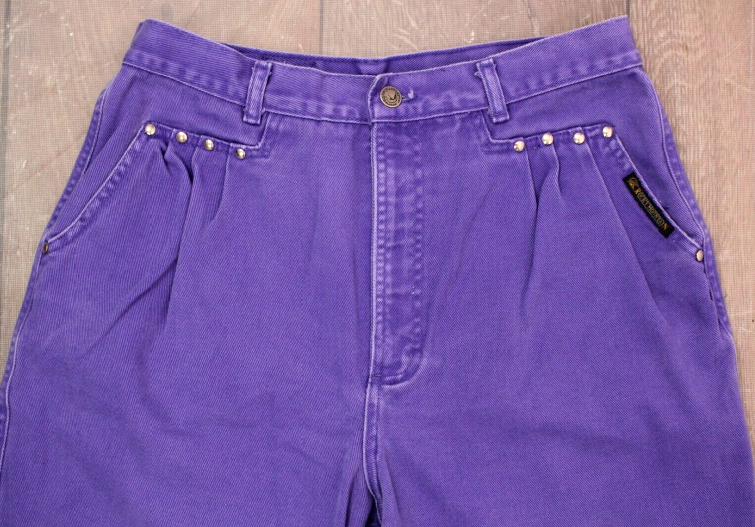 VTG Women&rsquo;s 90s Purple Denim Rocky Mountain Jeans Sz 33 1990s Rockies Bareback