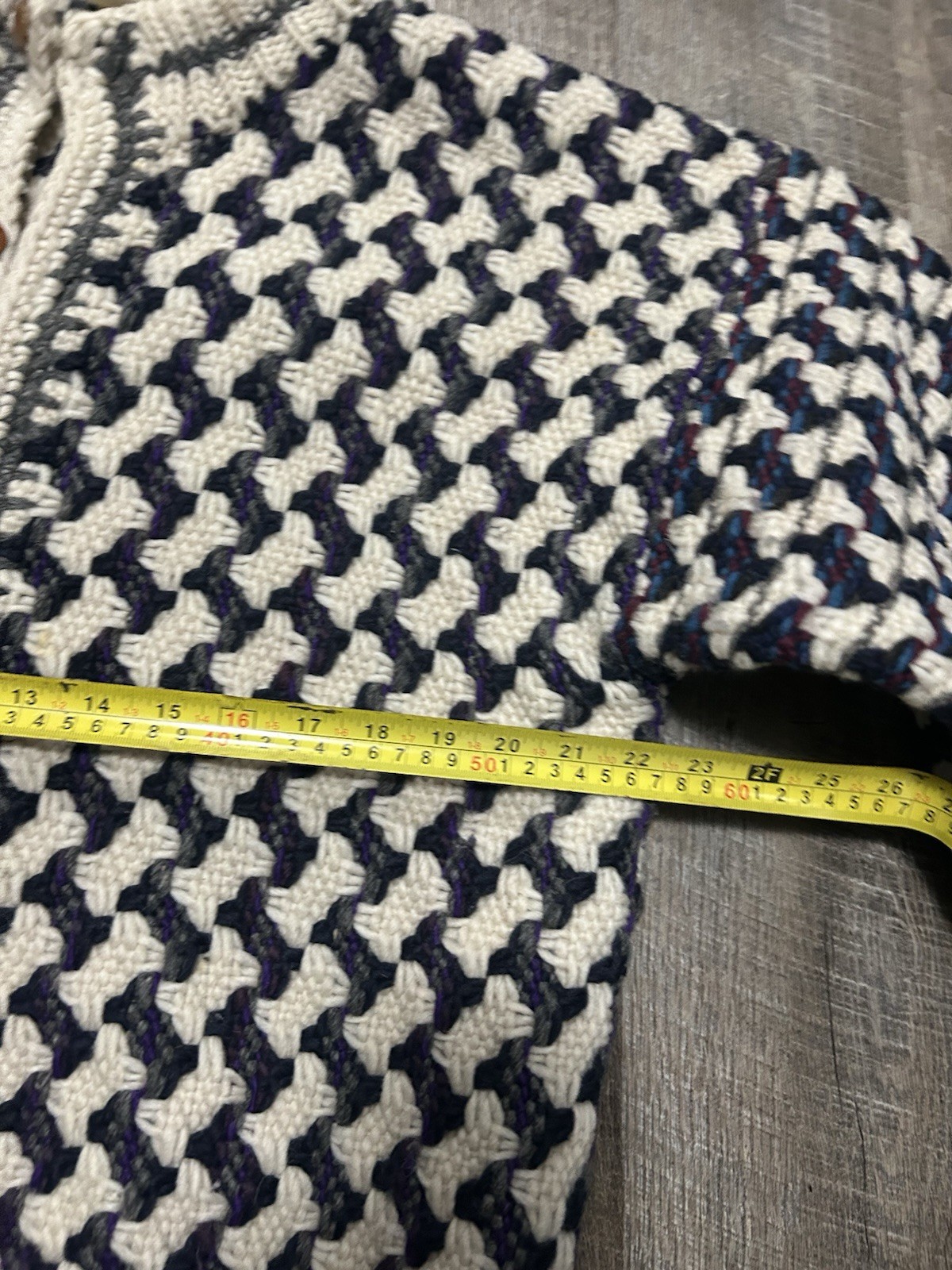 Vintage Warm Wool Rey-Wear Button Down Sweater Wooden Buttons Ecuador