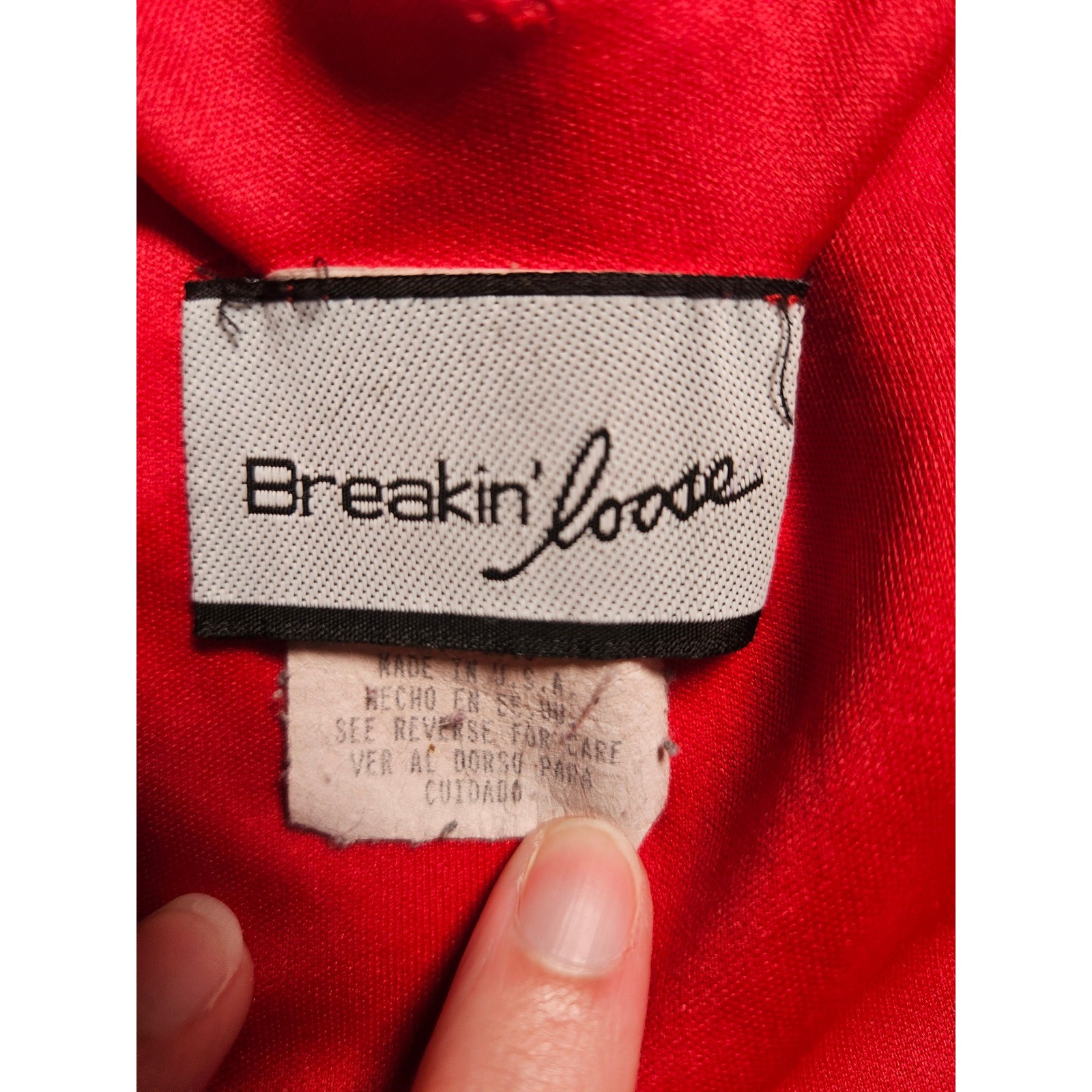 Vintage Breakin Loose Red Ruffle V-Neck Midi Dress Sleeveless 9/10 Made in USA